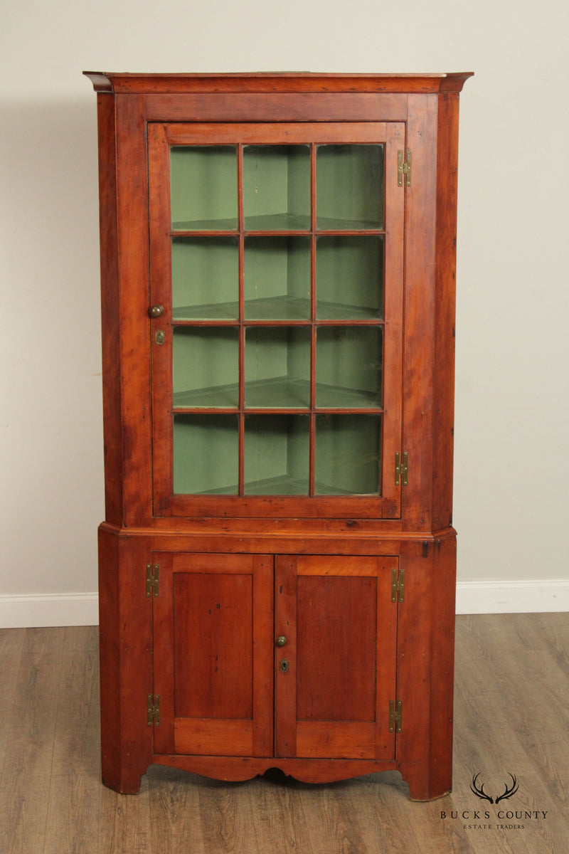 Antique American Chippendale Style Cherry Corner Cabinet