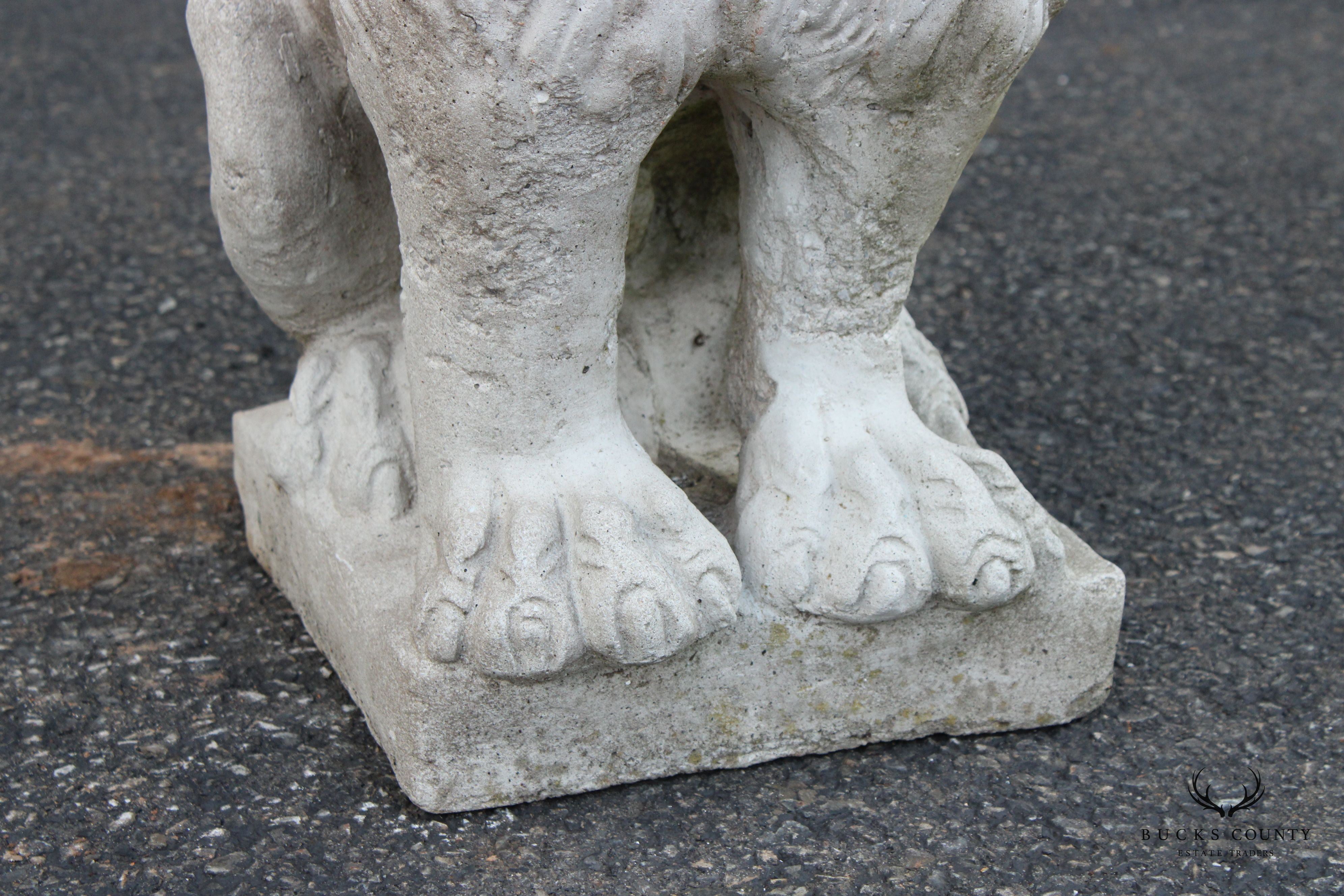 Vintage Pair Cast Stone Garden Lion Statues