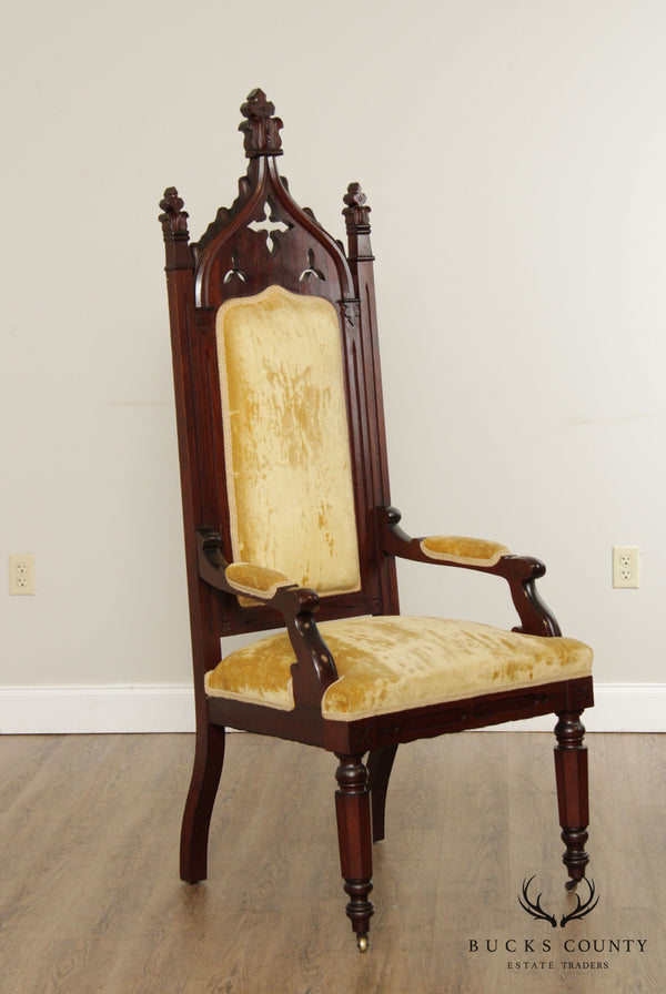 Antique Gothic Revival Rosewood Armchair