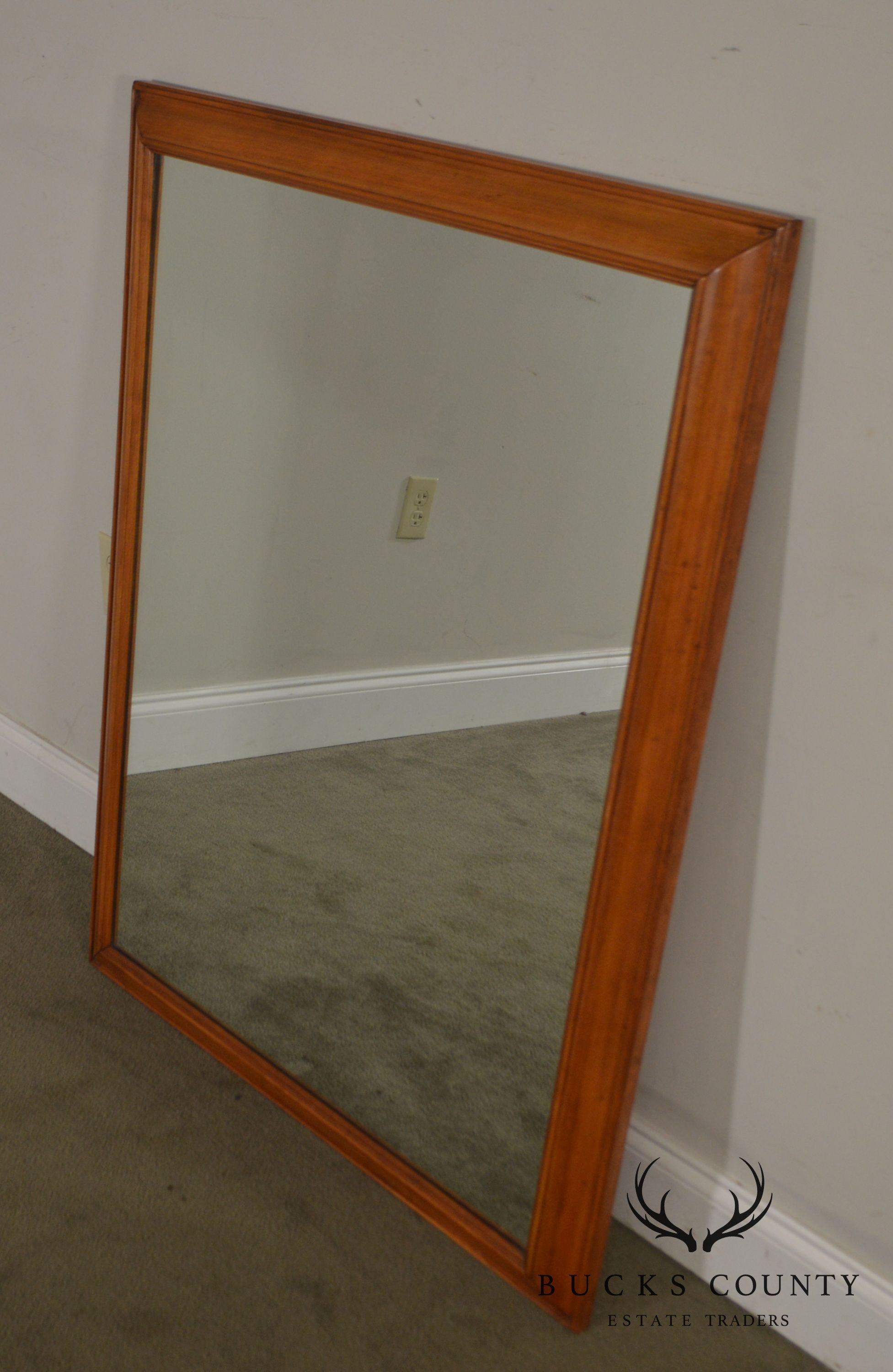 Vintage Maple Wood Rectangular Wall Mirror