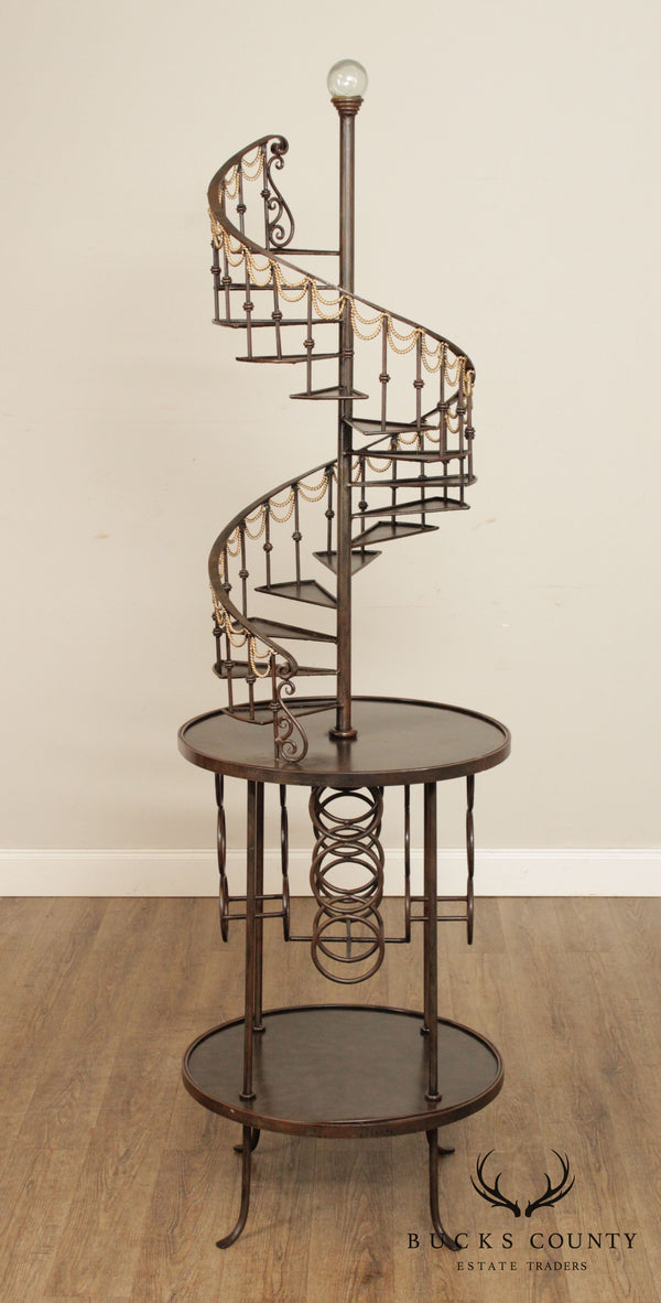 Quality Wrought Iron Spiral Staircase Etagere Wine Rack