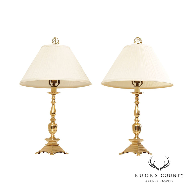 Vintage Pair Brass Candlestick Table Lamps – Bucks County Estate Traders