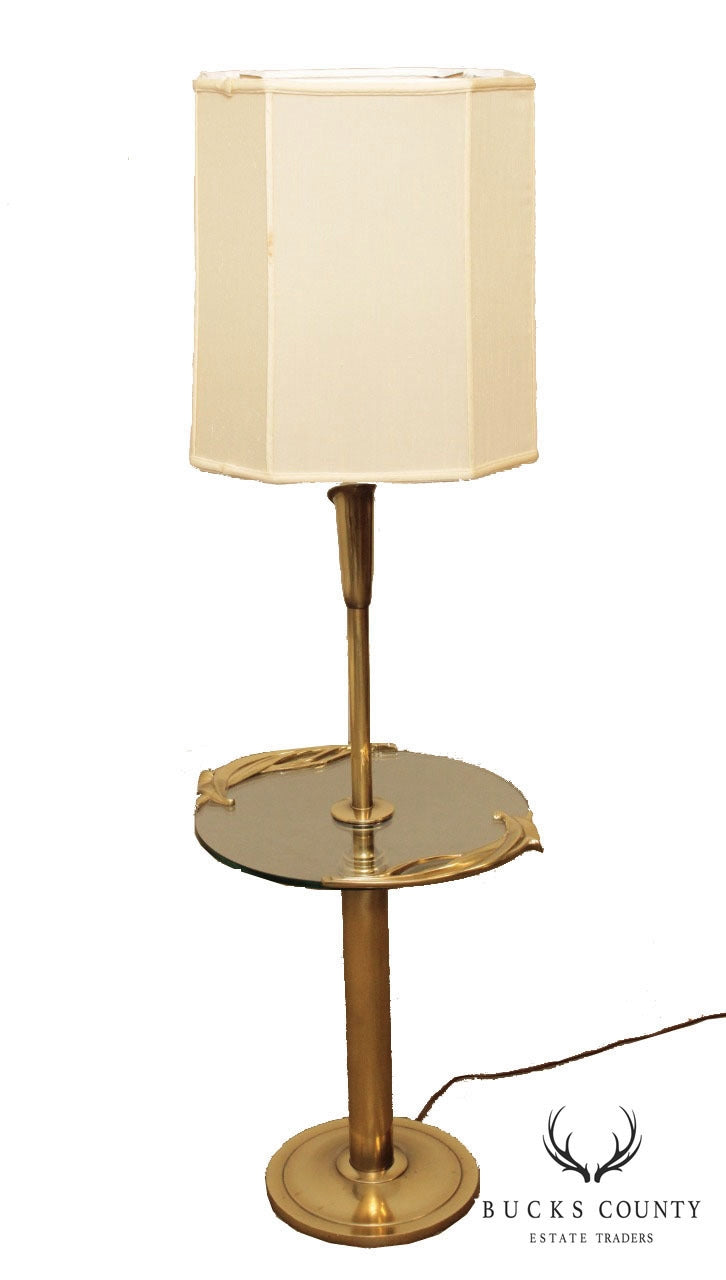 Beautiful Antique Brass Floor Lamp - Heavy w/ Marble base