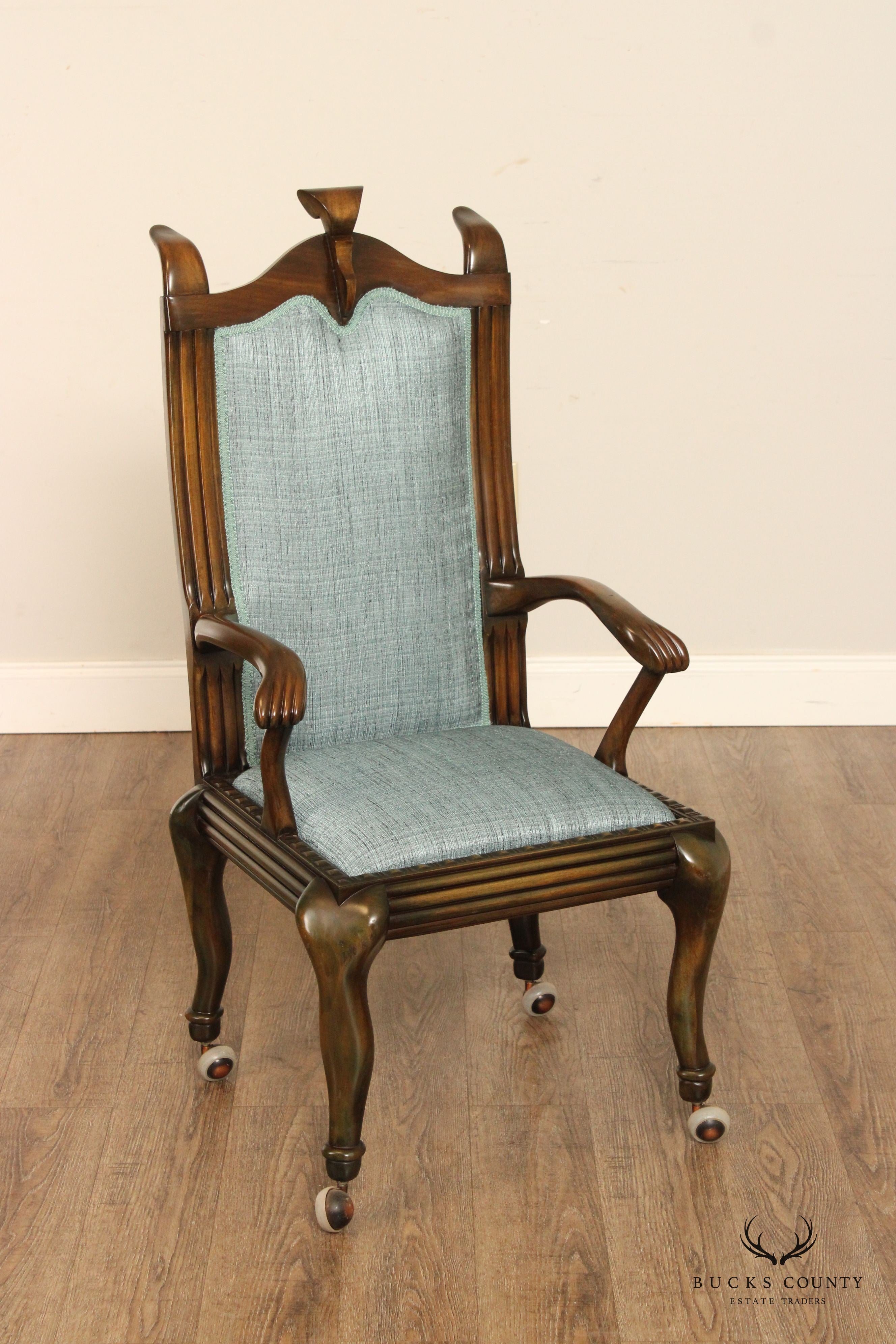 1930's Custom Sculpted Wood Executive Armchair