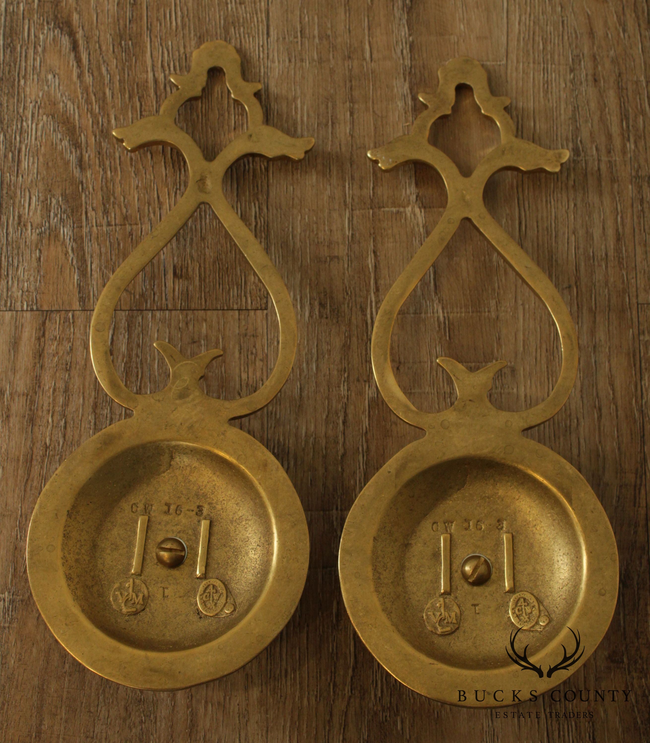 Colonial Williamsburg Restoration Virginia Metal Crafters Brass Pair Candle Wall Sconces