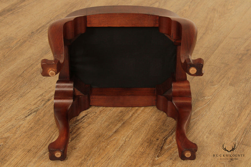 Custom Made Georgian Style Mahogany and Leather Foot Stool or Ottoman