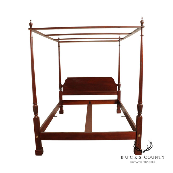 Baker Mahogany Carved Queen Poster Canopy Bed Frame
