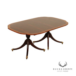 Baker Historic Charleston Banded Mahogany Double Pedestal Dining Table