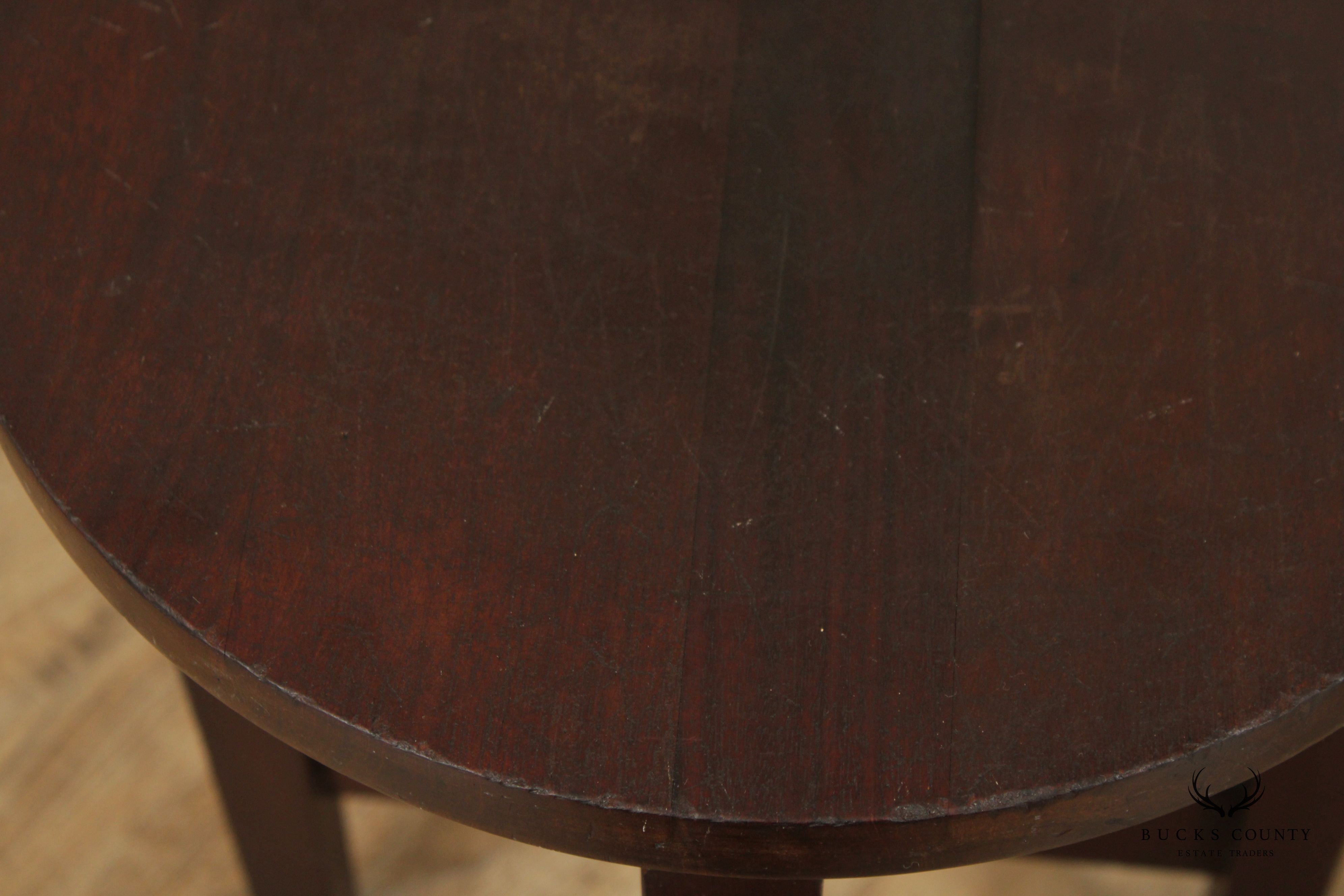 Antique Mission Style Mahogany Round Taboret Lamp Table