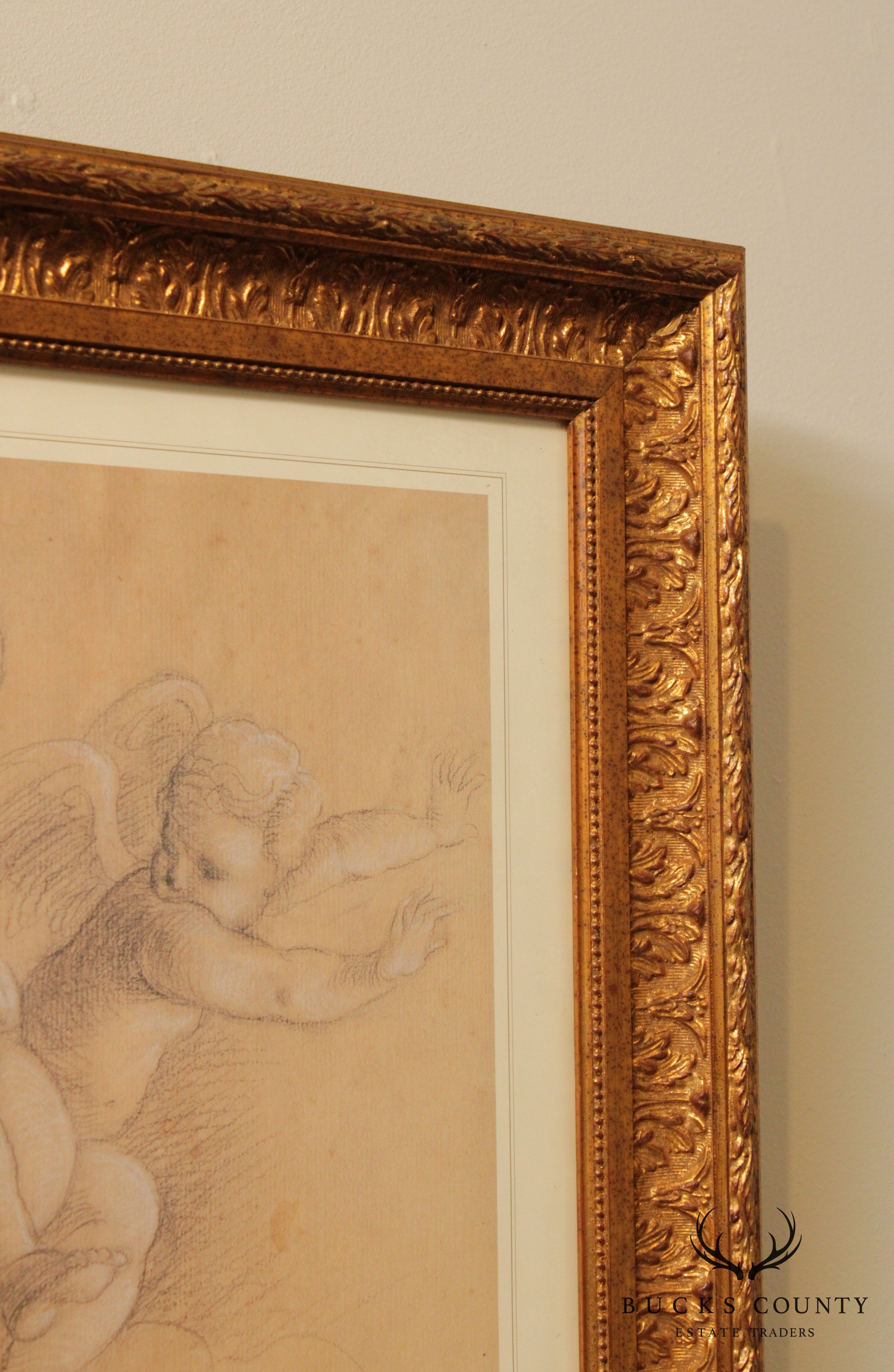 Gilt Frame Fine Art Print of Floating Cherubs