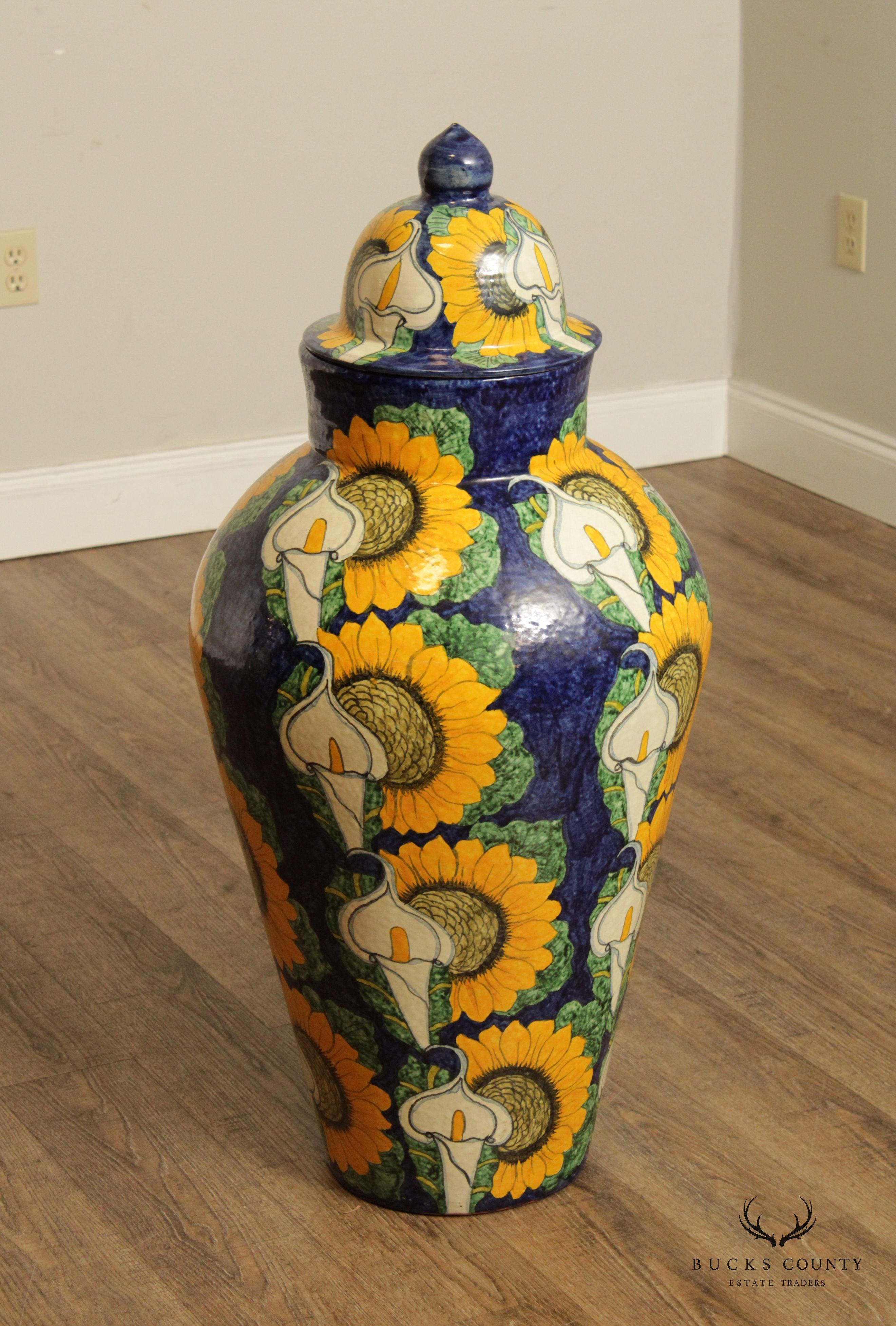 Hand Painted Mexican Pottery Ginger Jar or Urn