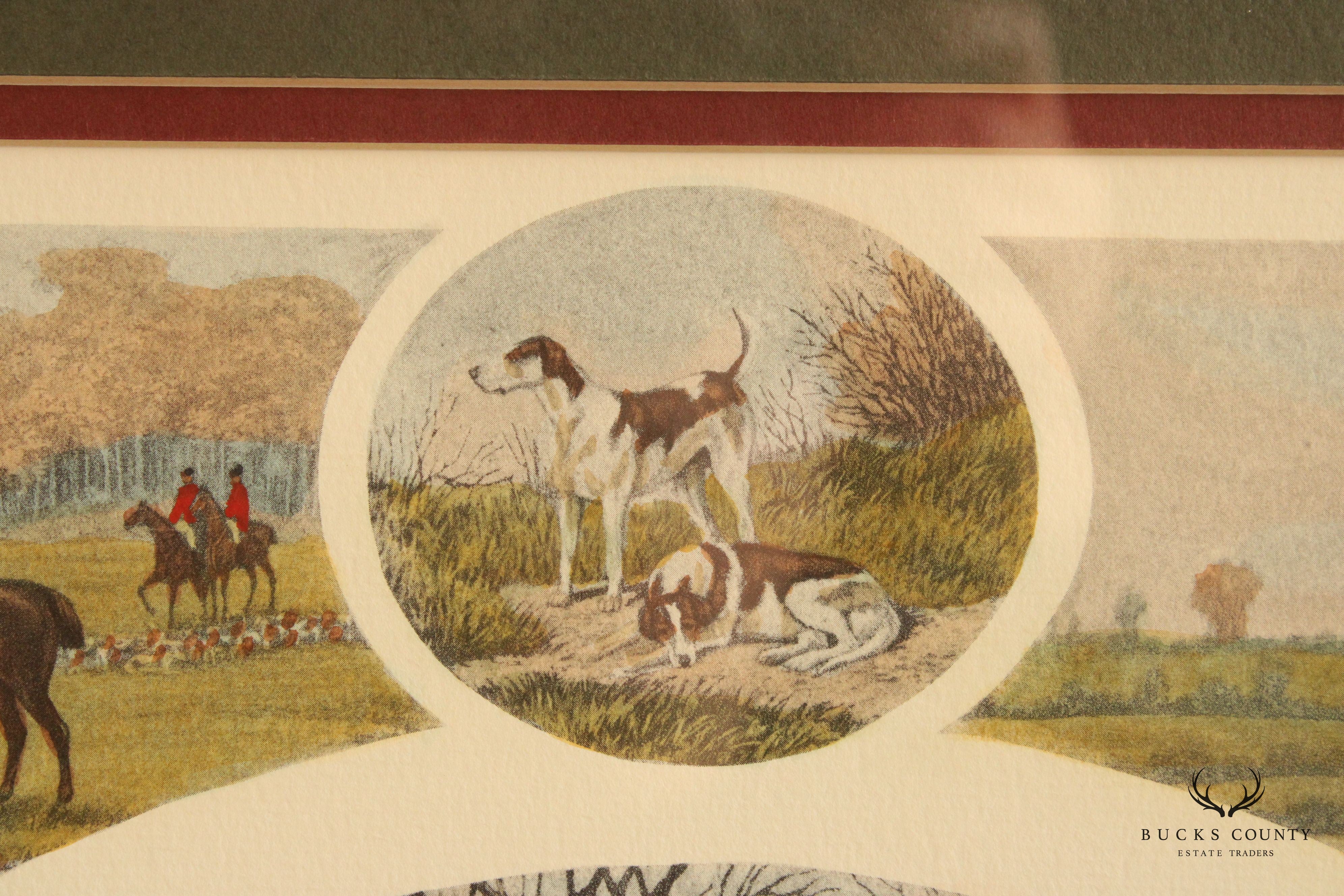 English Pair Hunting Scene Colored Prints, After W. H. Tuck