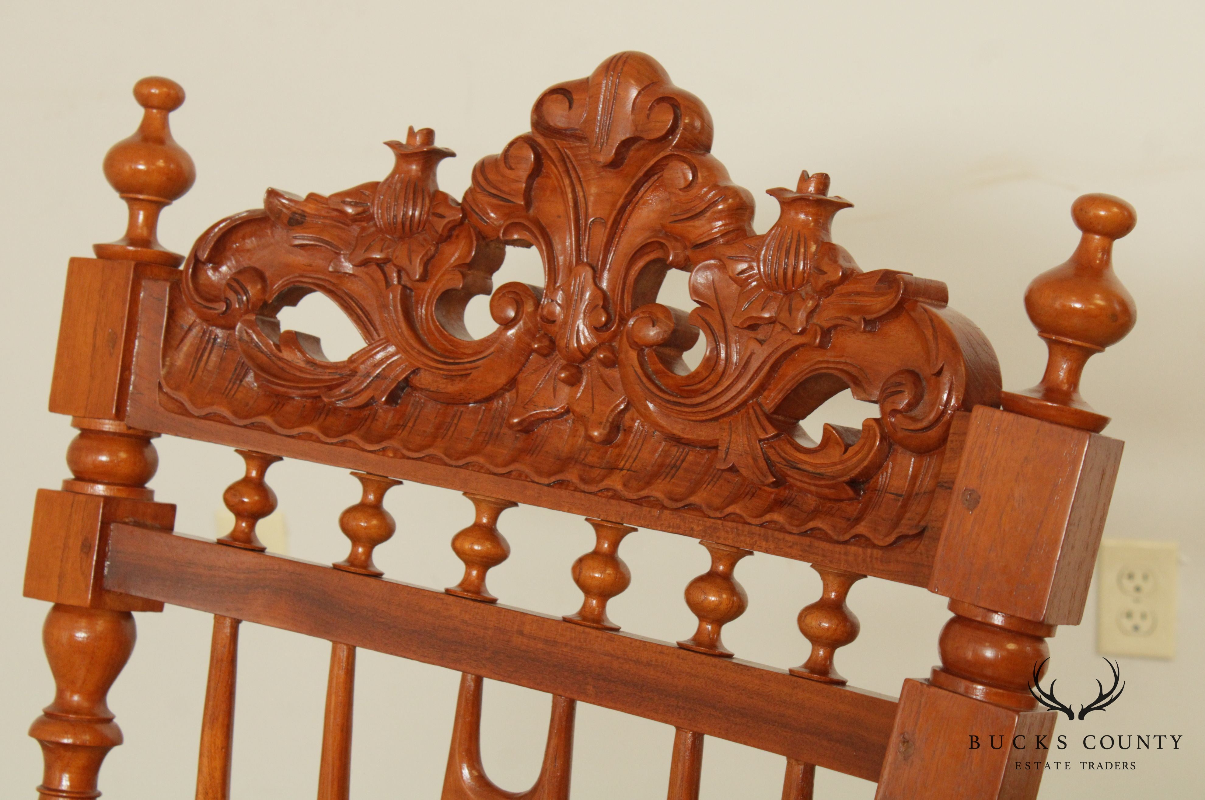 Custom Quality Renaissance Revival Style Carved Rocker