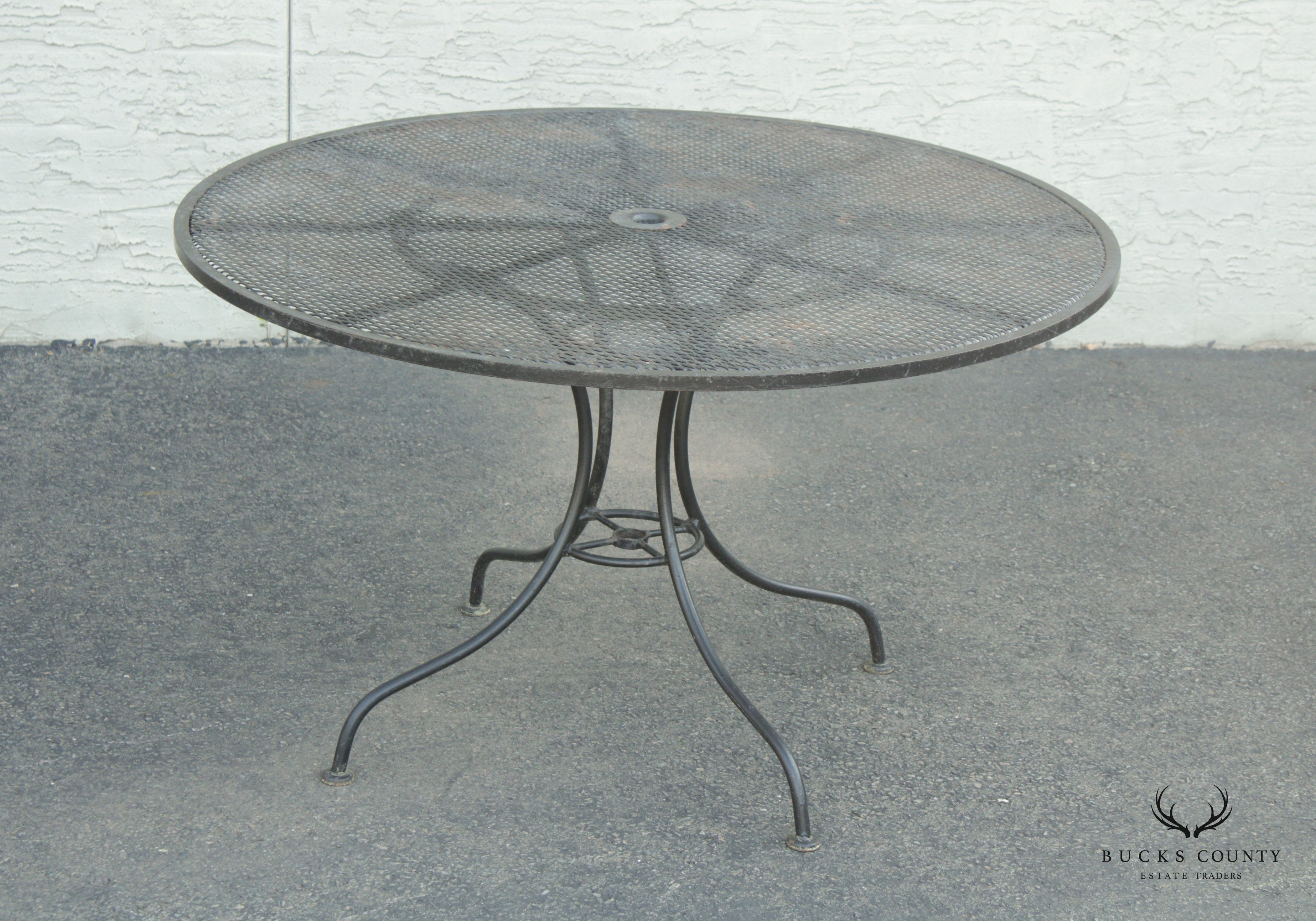 Vintage Round Wrought Iron Patio Dining Table