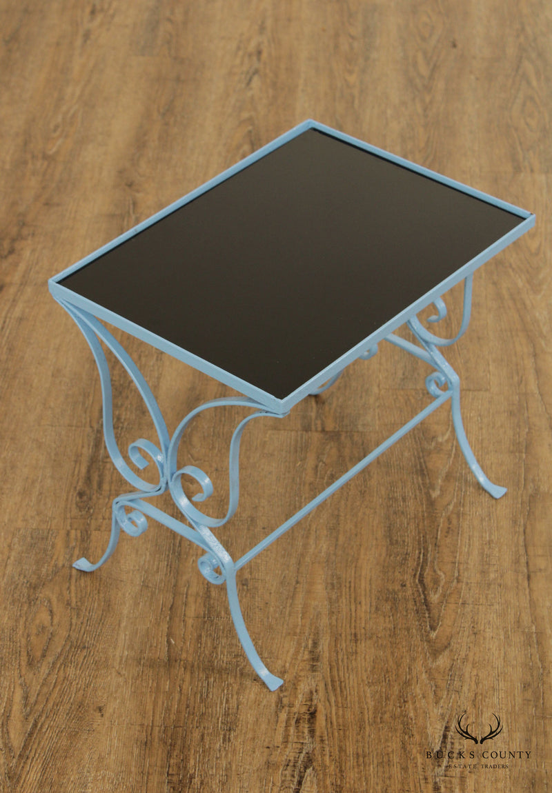 Hollywood Regency Wrought Iron Pair Nesting Tables