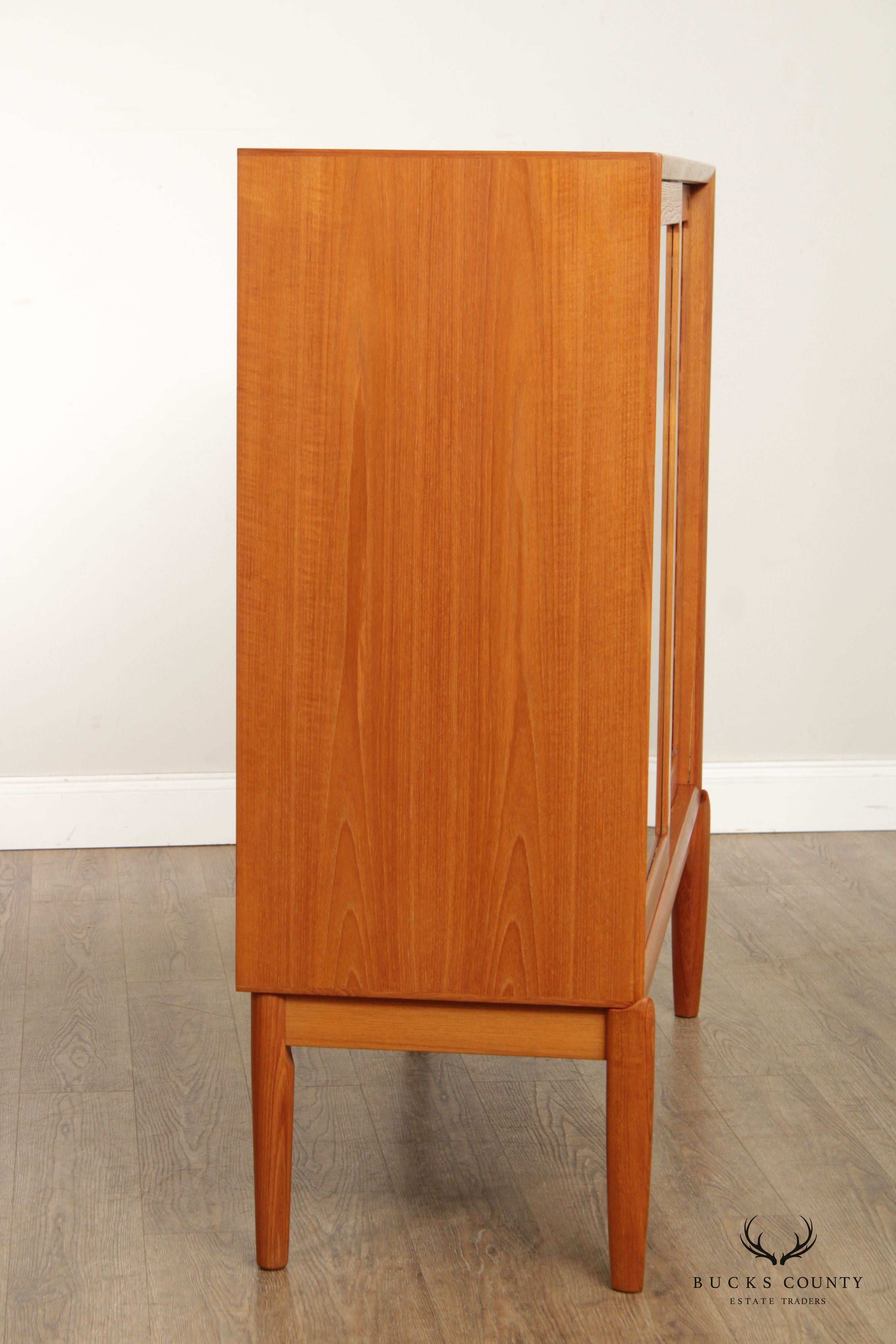 Henry Walter Klein for Bramin Danish Modern Glass Door Teak Bookcase