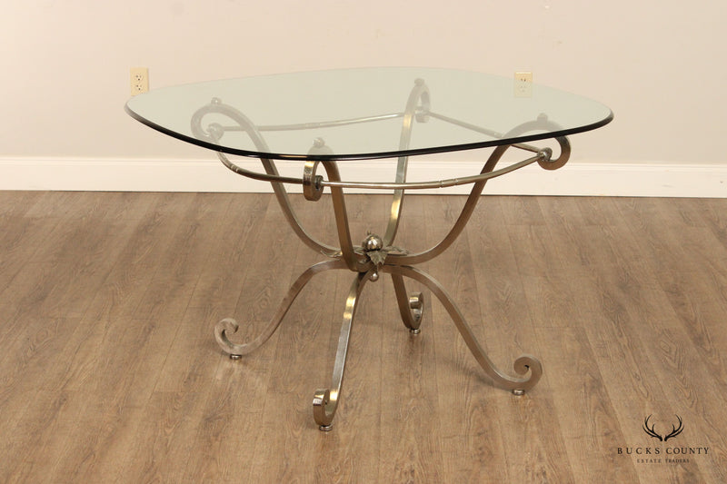 Contemporary French Style Polished Steel 5-Piece Dining Set