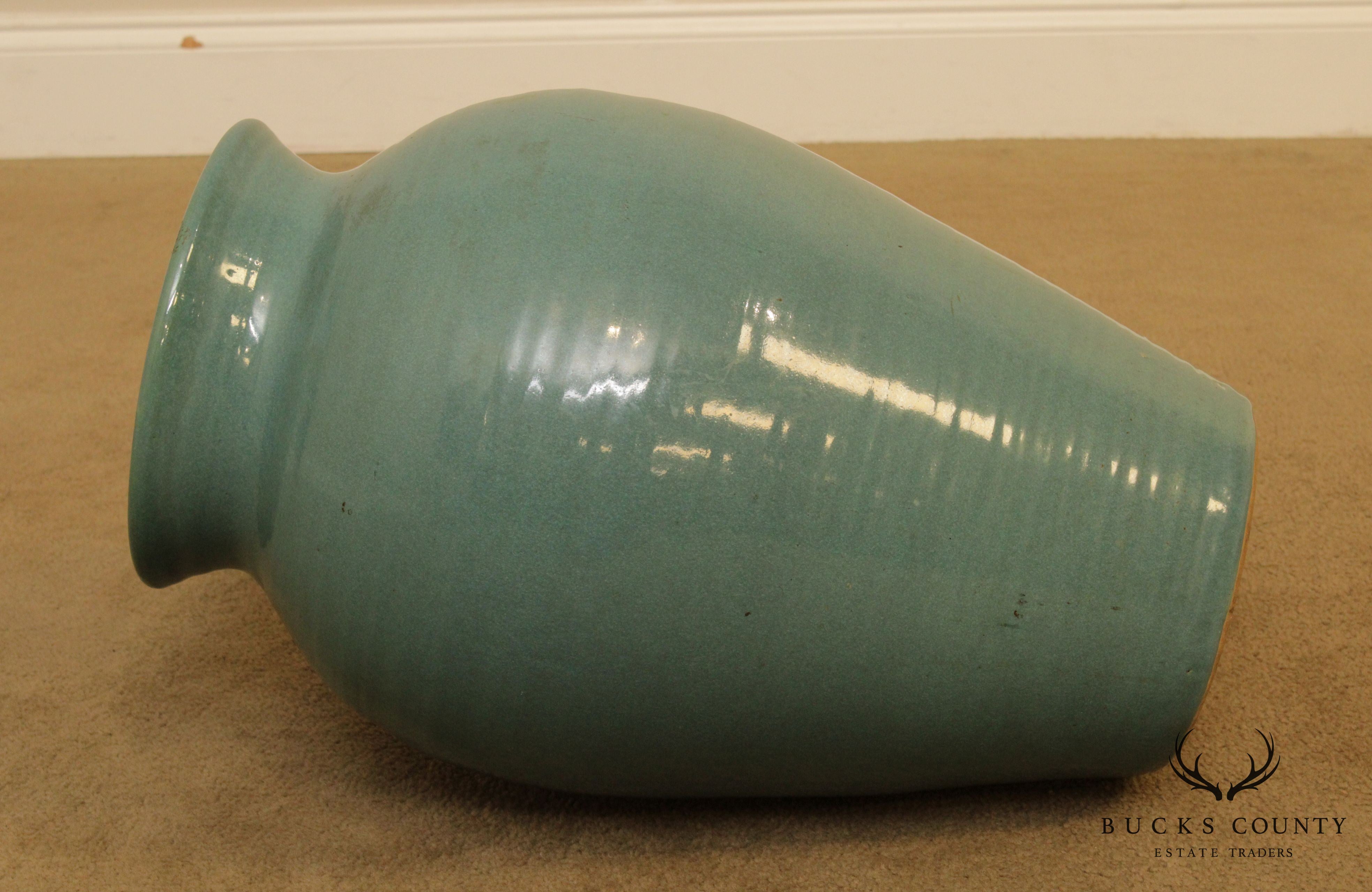 Large Vintage Glazed Terracotta Vase