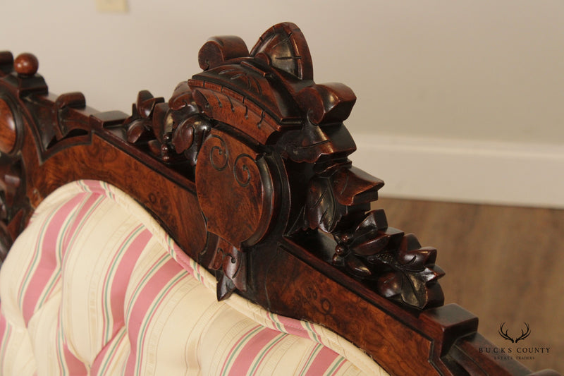 Antique Victorian Renaissance Carved Walnut Sofa