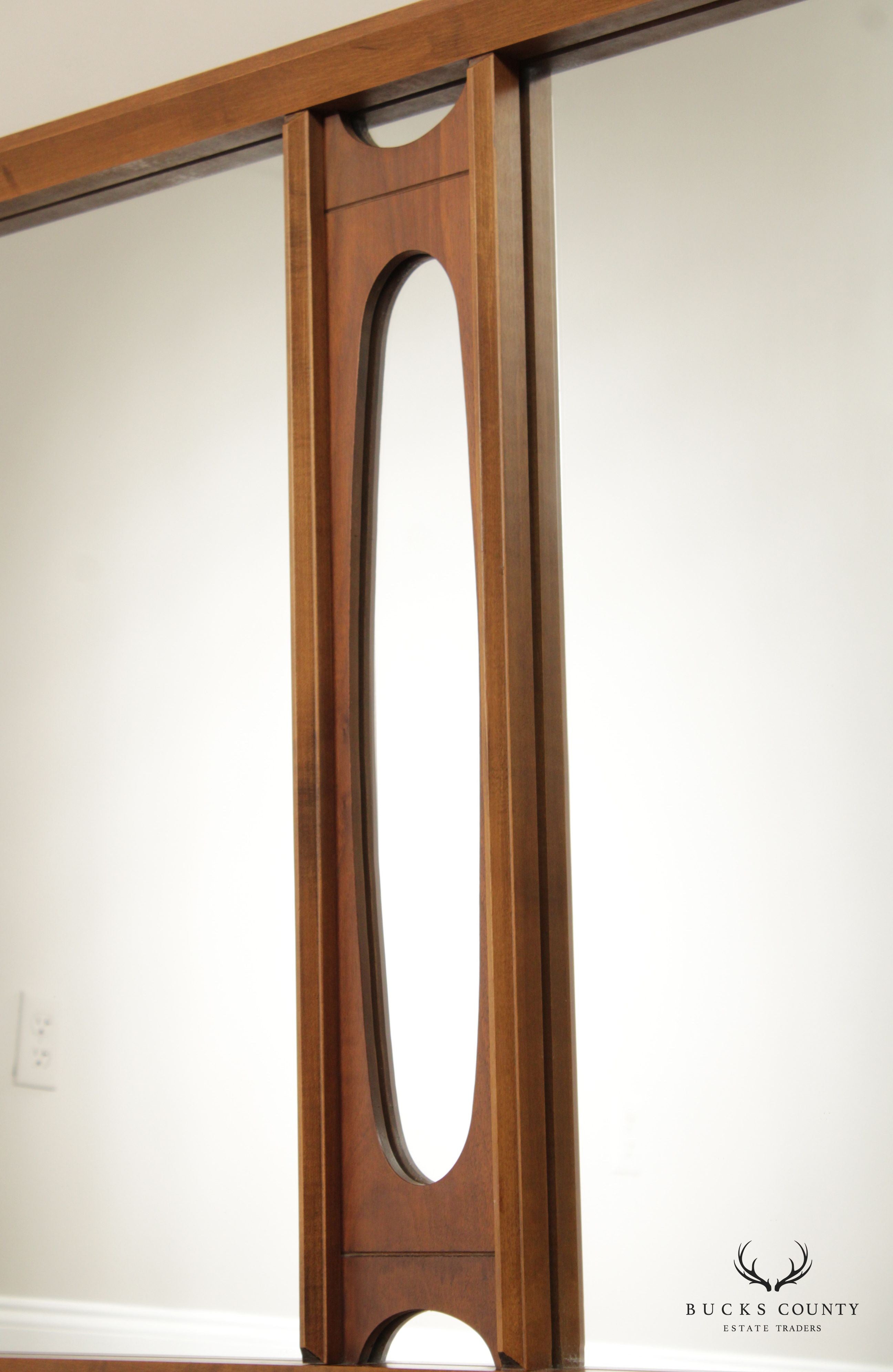 TOBAGO MID CENTURY MODERN SCULPTED WALNUT FRAME MIRROR