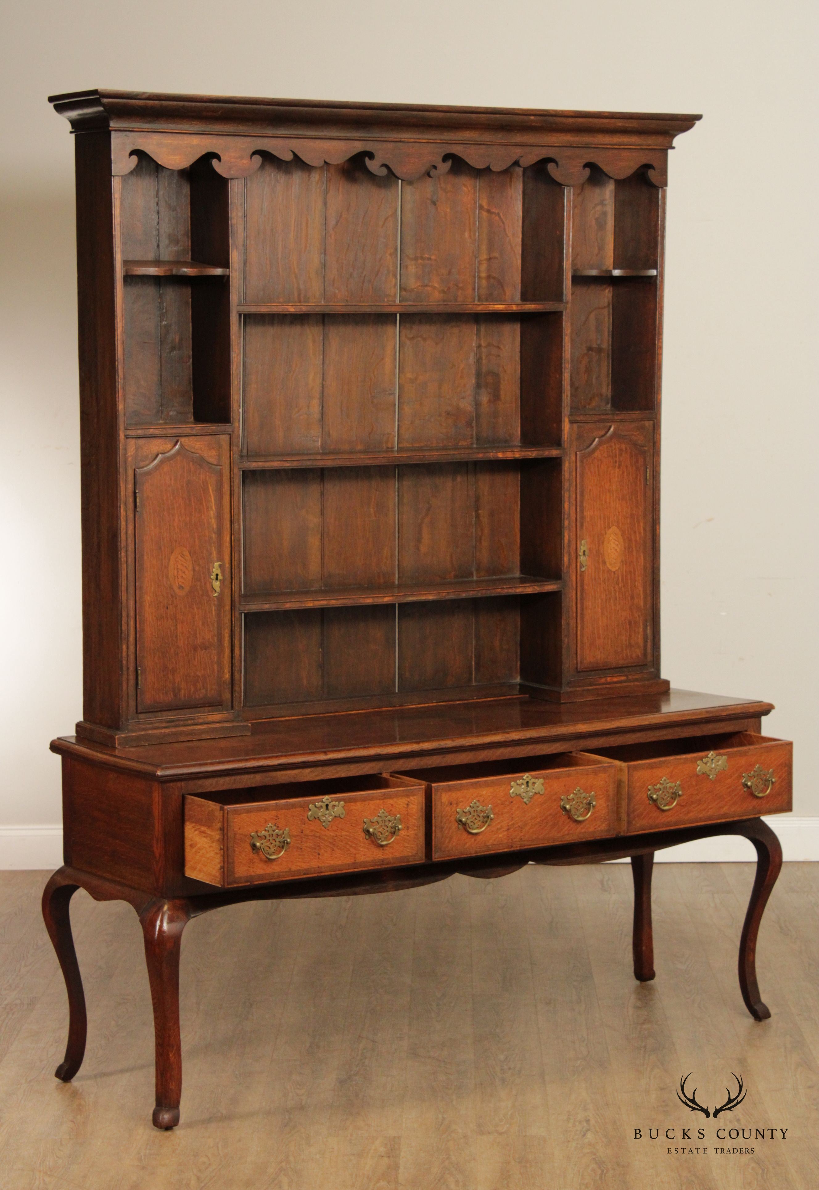 Antique English Oak Queen Anne Welsh Dresser