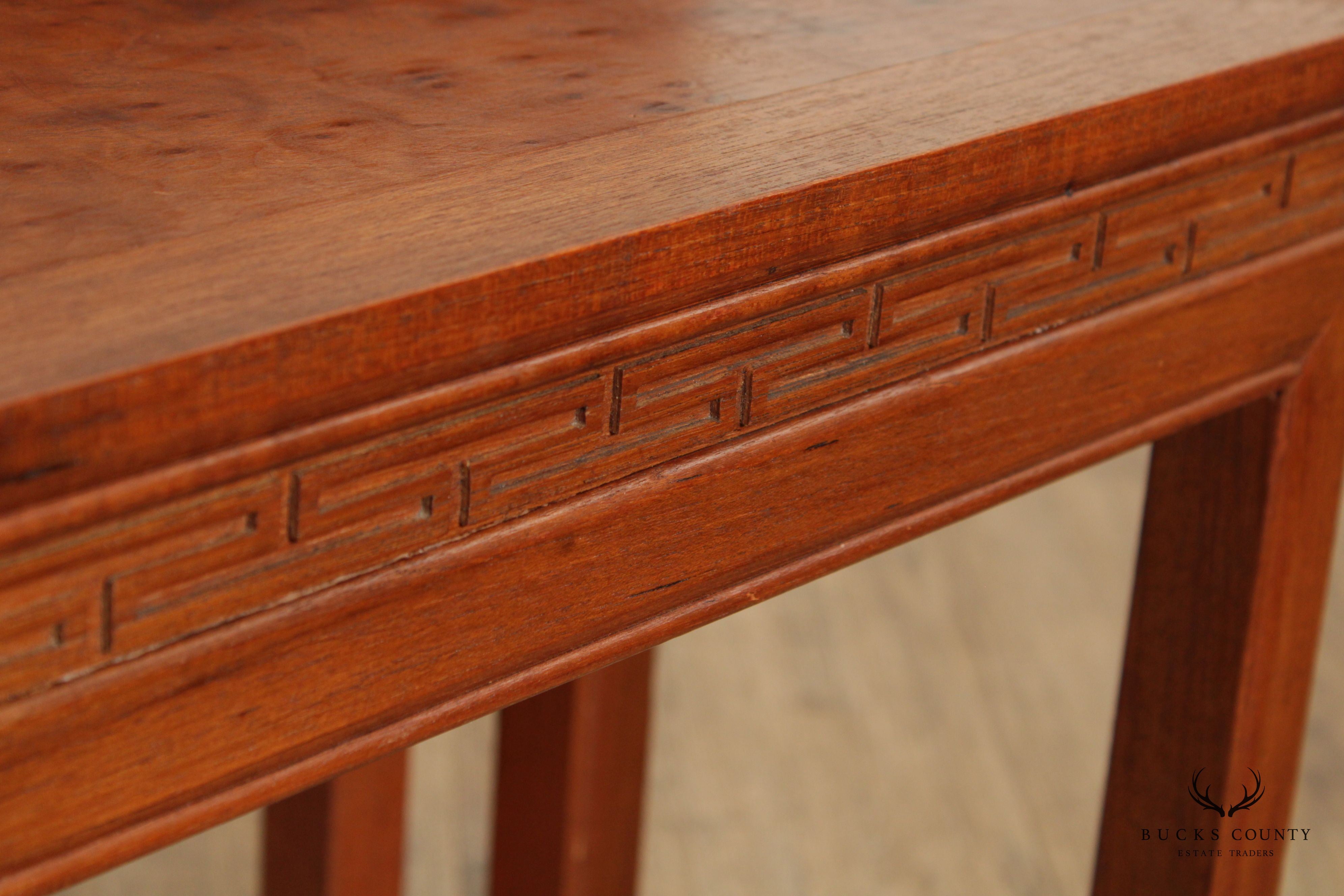 Mid Century Asian Burlwood Top Nesting Tables