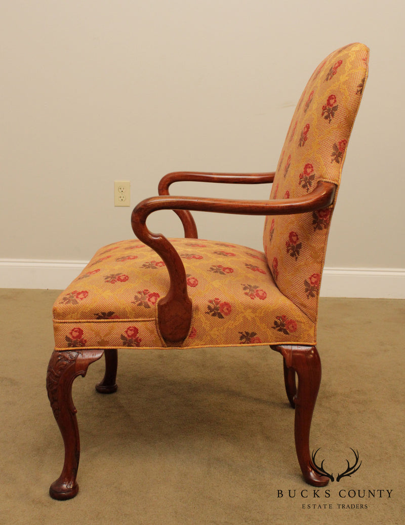 Queen Anne Style Custom Quality Vintage Walnut Armchair