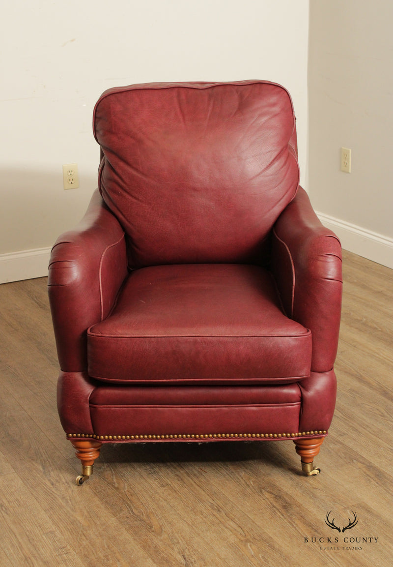 Leather Master Red Leather Lounge Chair and Ottoman