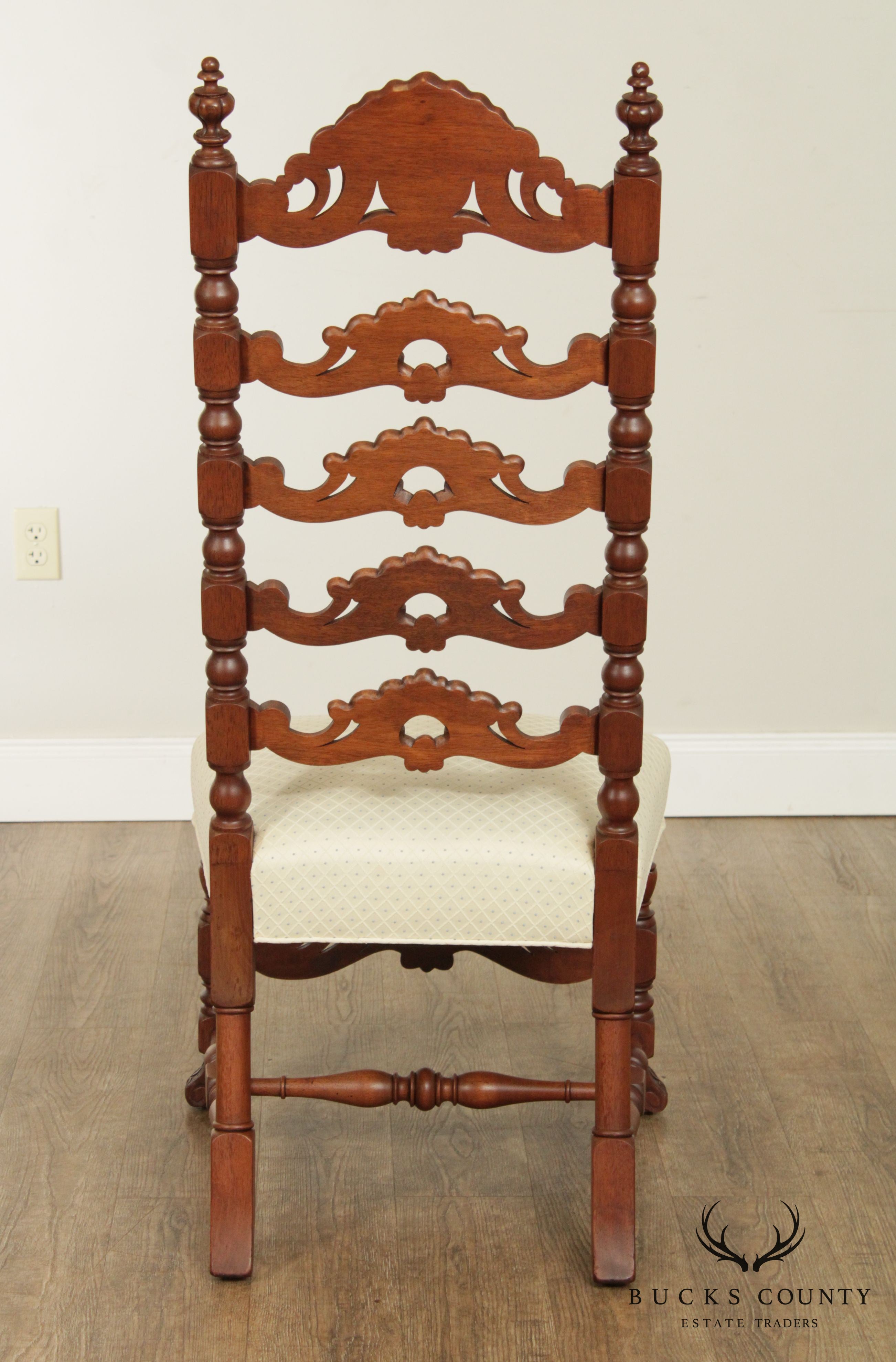 Renaissance Revival Antique Carved Walnut High Back Side Chair