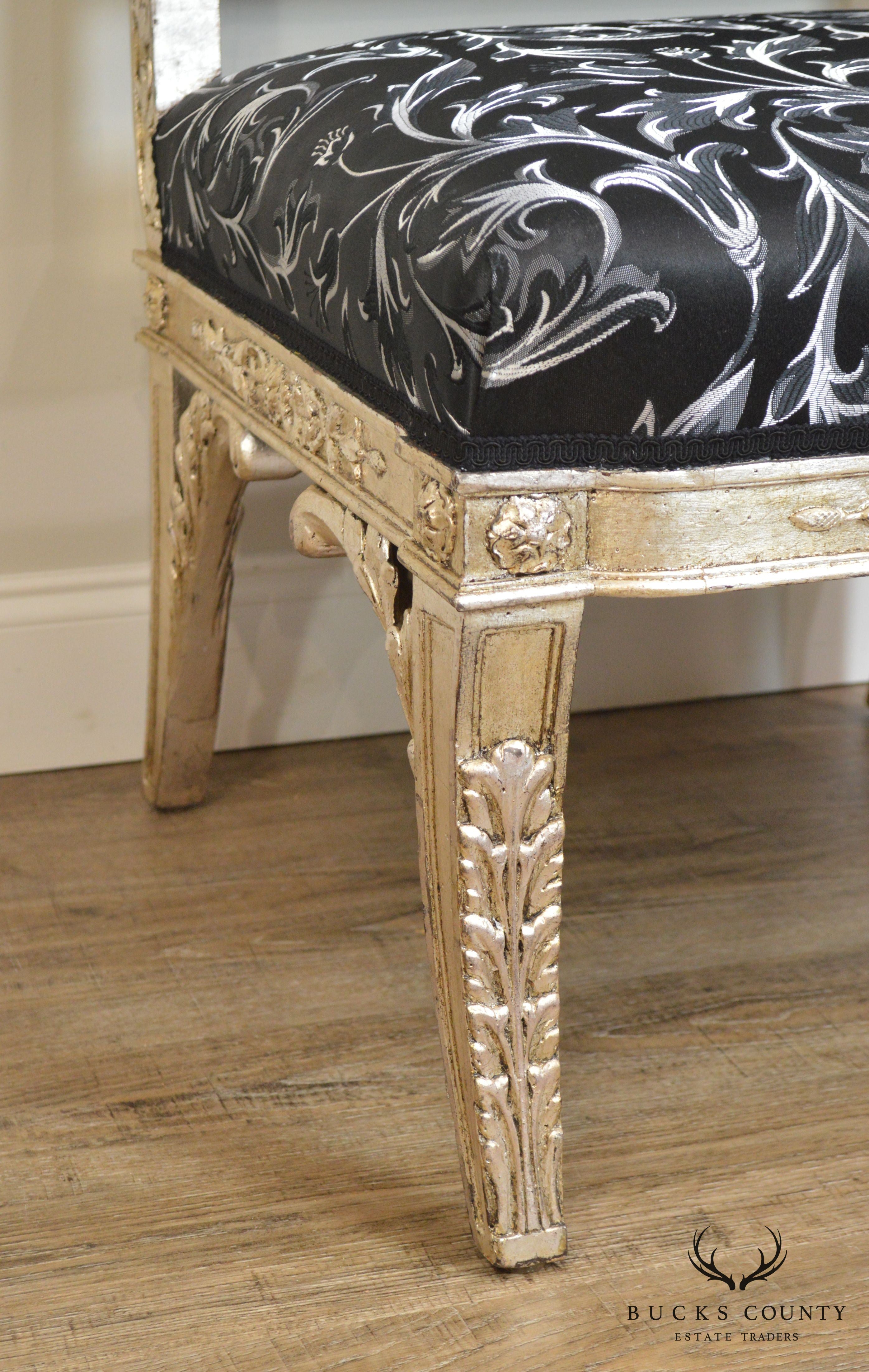 Silver Leaf French Regency Style Slipper Chair