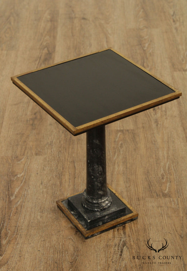 Italian Vintage Black Marble and Brass Pedestal Table