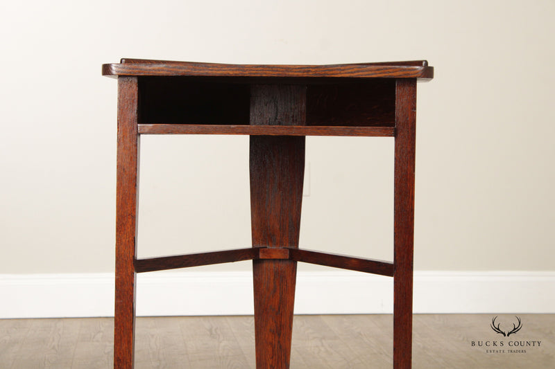Antique Arts & Crafts Mission Oak Corner Telephone Table