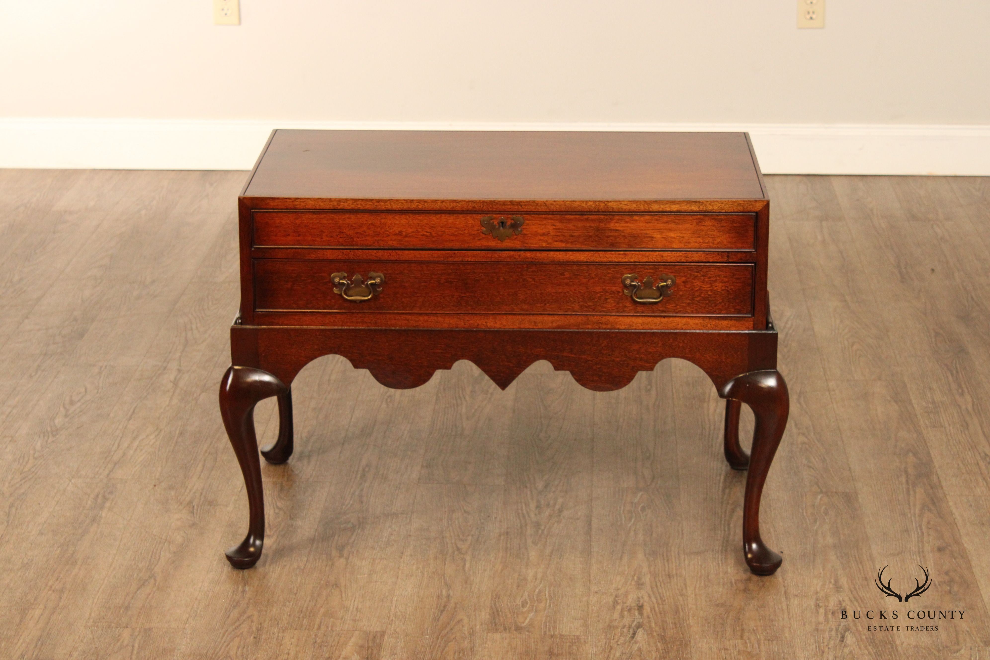 Biggs Furniture Queen Anne Style Mahogany Silverware Chest Table