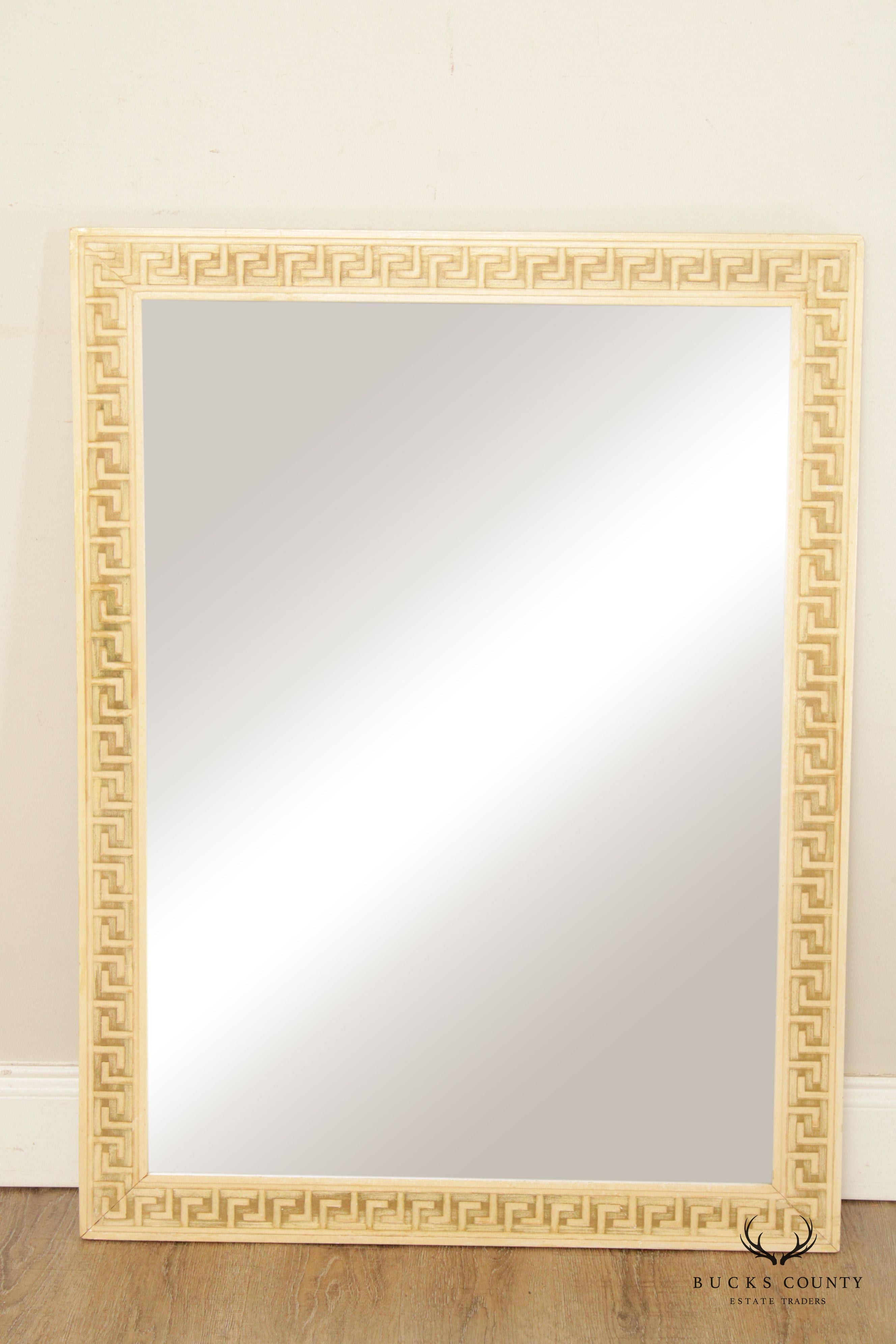 Hollywood Regency Painted Greek Key Wall Mirror