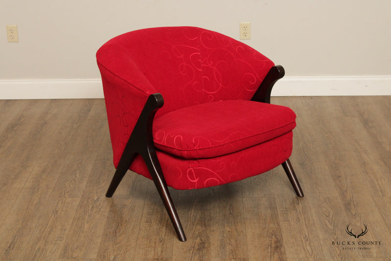 Modern Style Custom Upholstered Red Club Chair