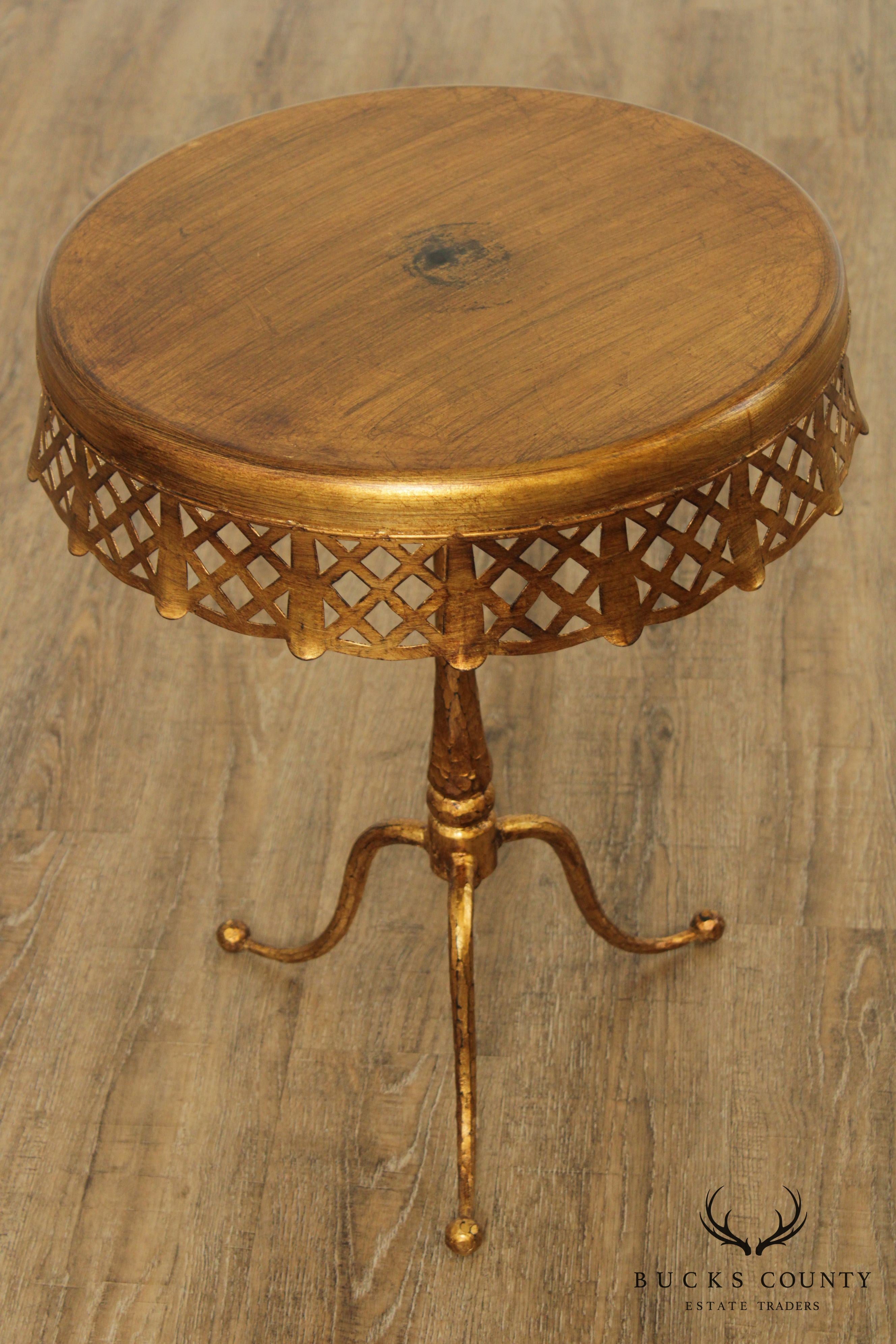 Lorin Marsh Vintage Hollywood Regency Style Gilt Metal Side Table