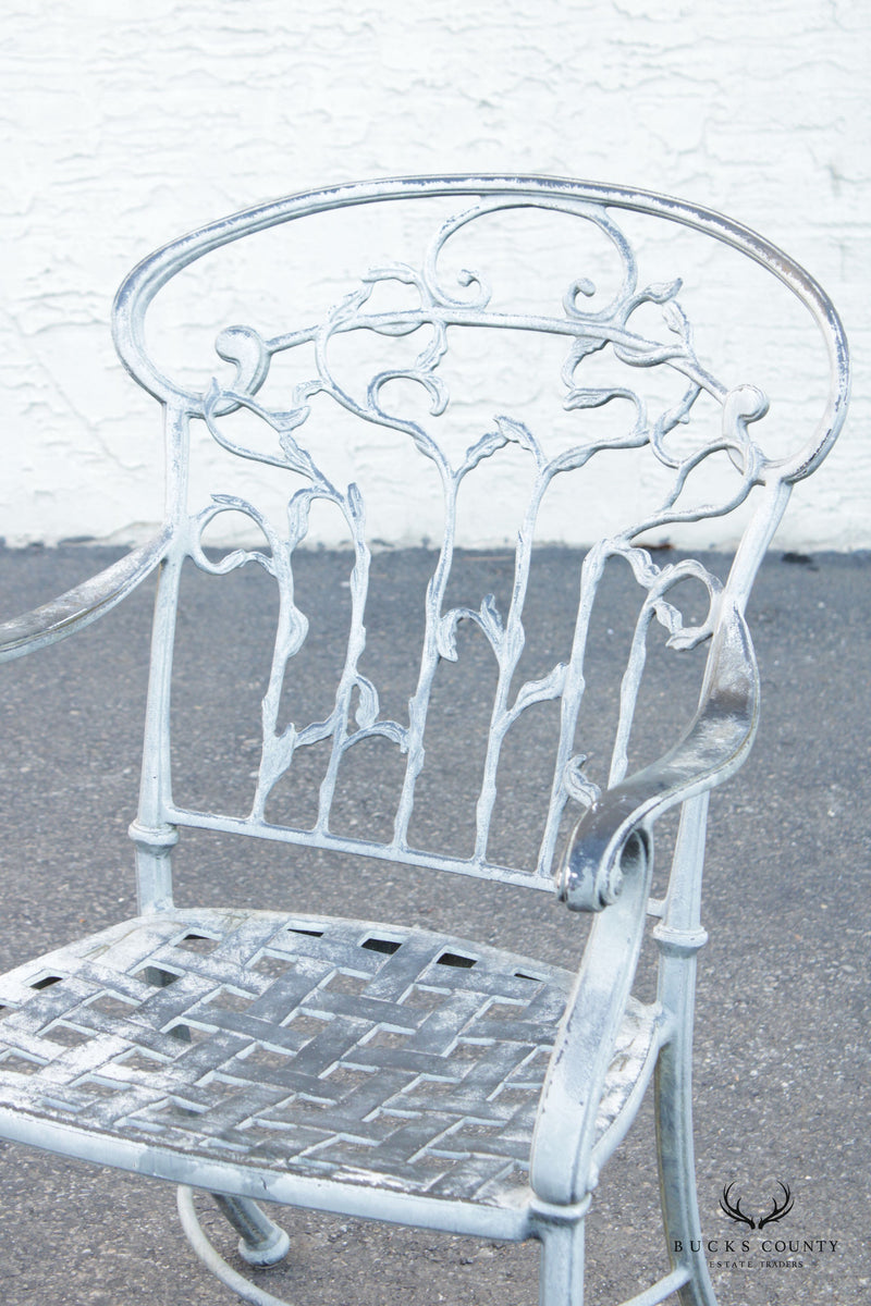 Victorian Style Pair of Cast Aluminum Garden Armchairs