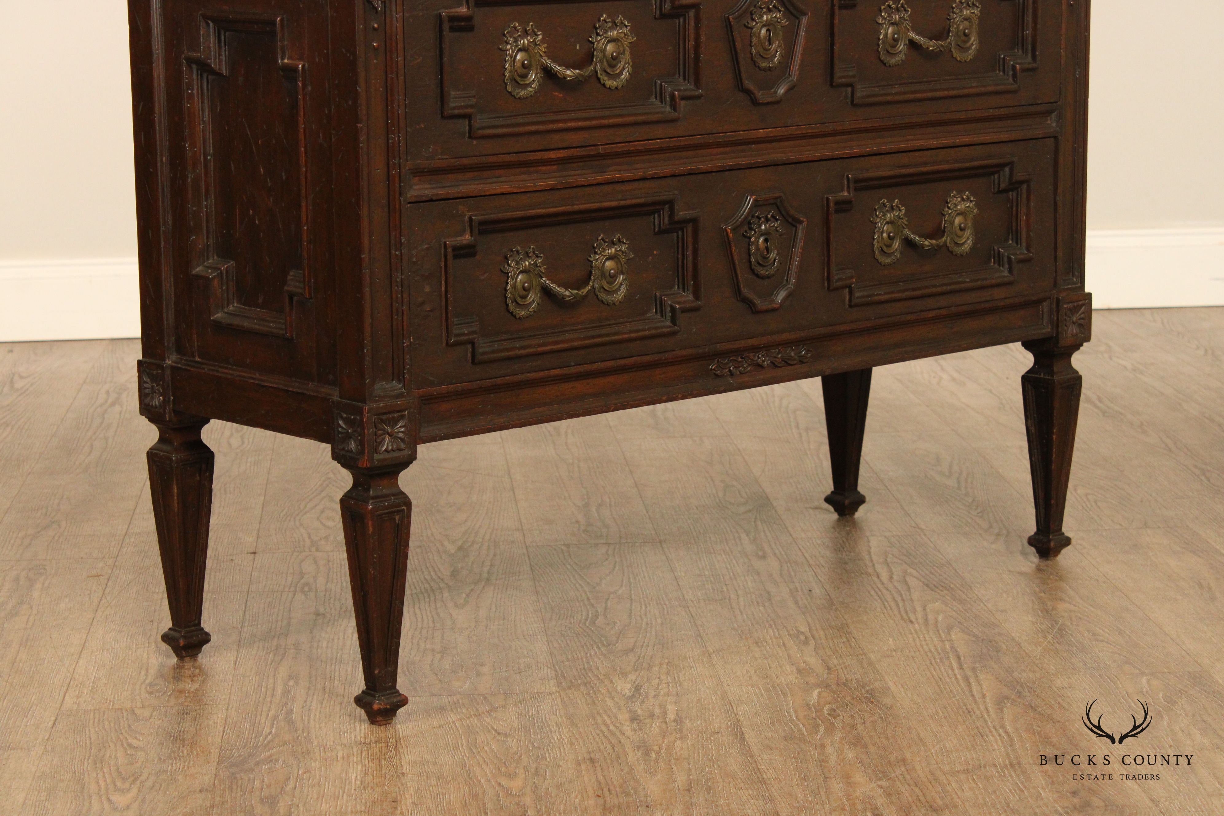 Italian Neoclassical Style Carved Walnut Commode