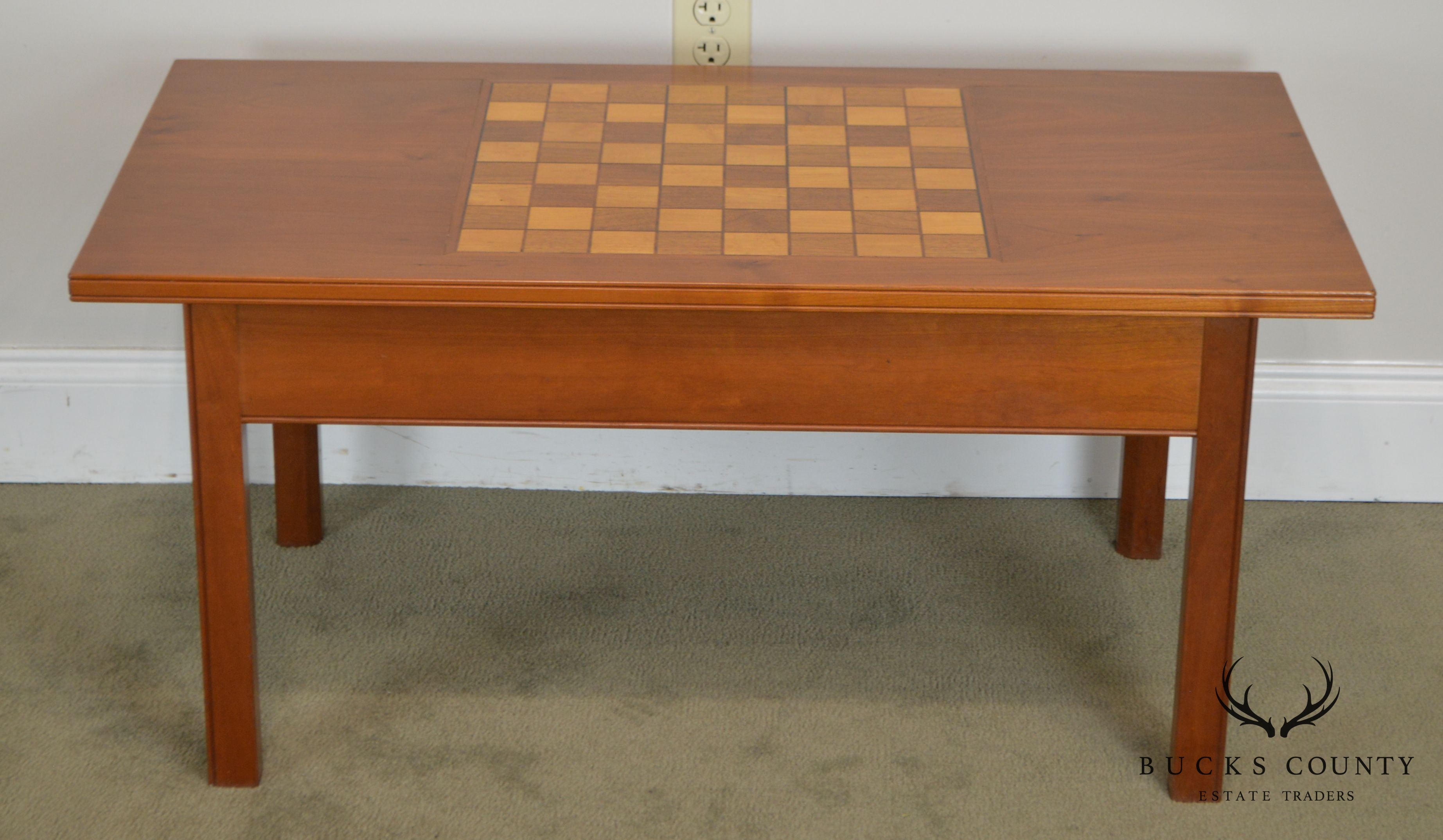 Hand Crafted Solid Cherry Wood Checkerboard Top Game Table by F. G. Harrison III