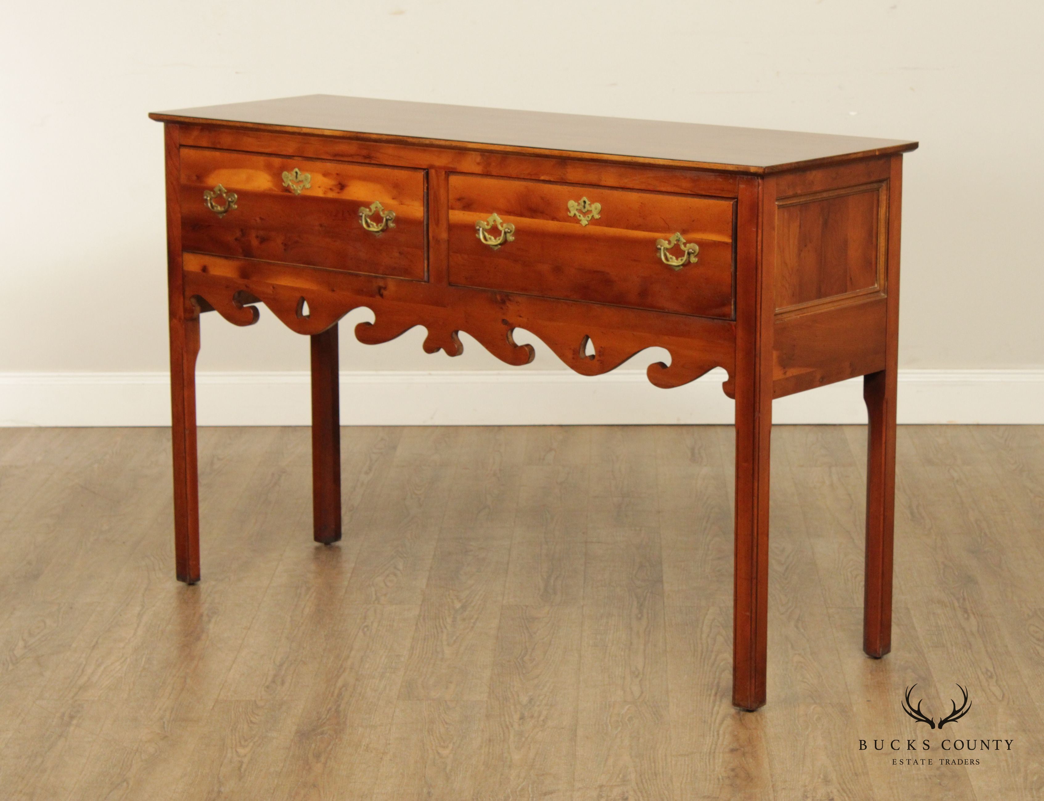 Wright Table Company George III Style Yew Wood Two-Drawer Sideboard