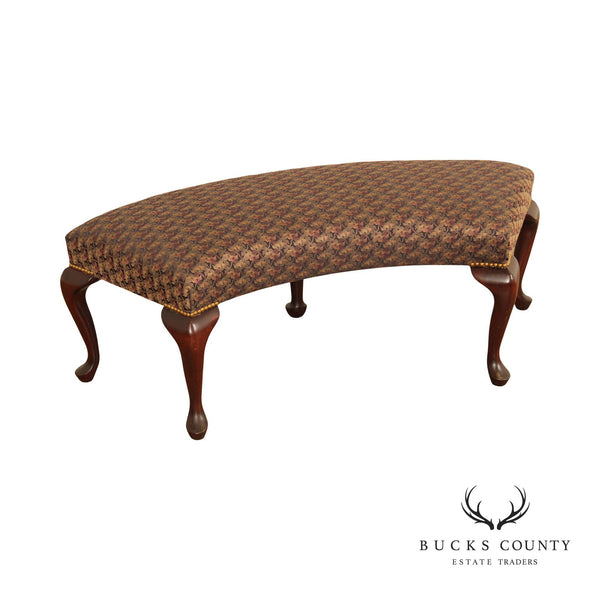Queen Anne Style Curved Mahogany Fireside Bench