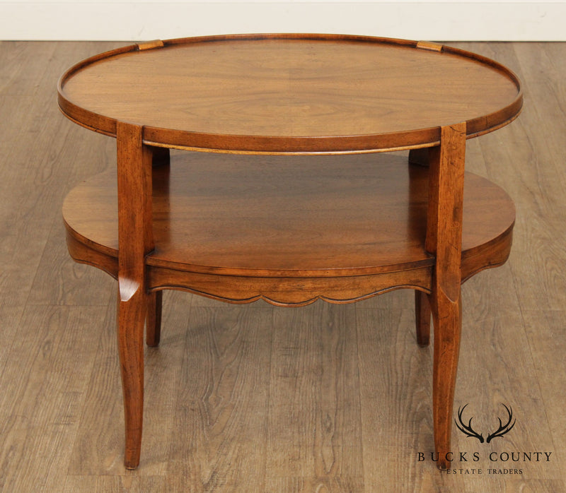 French Country Style Quality Vintage Walnut 2 Tier Side Table