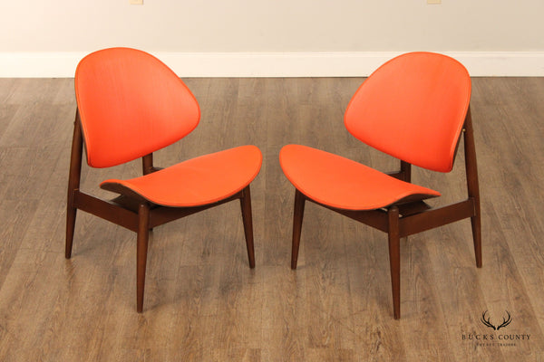Kodawood Mid Century Modern Pair of Clam Shell Side Chairs