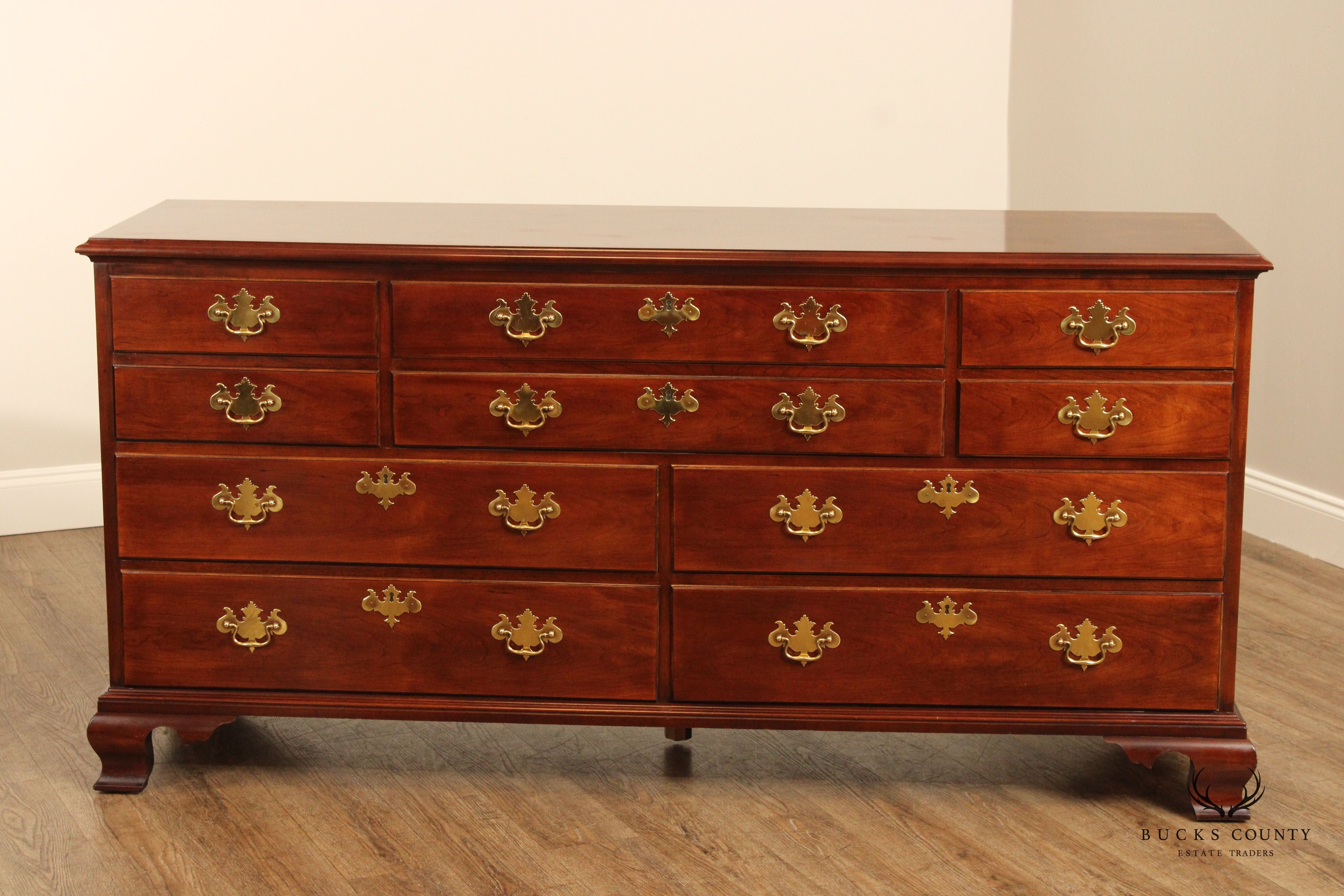 Henredon 'Salem' Chippendale Style Cherry Long Chest of Drawers