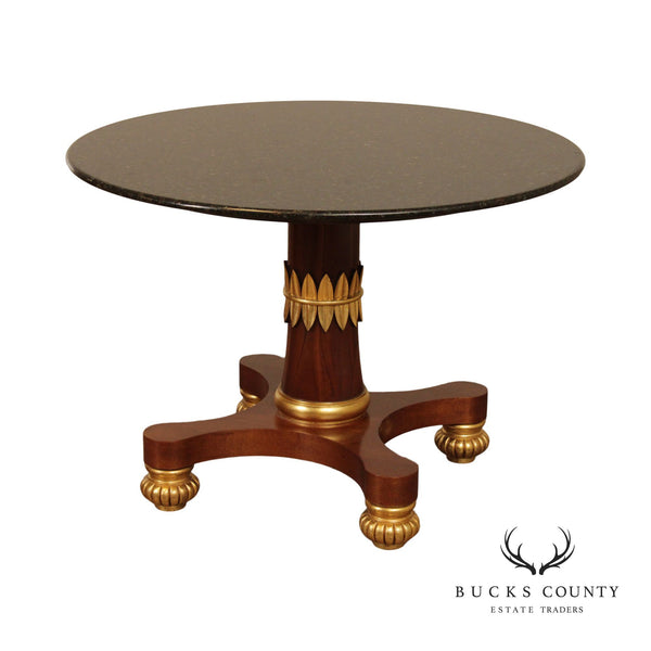 Regency Neoclassical Style Round Granite Top Center Table
