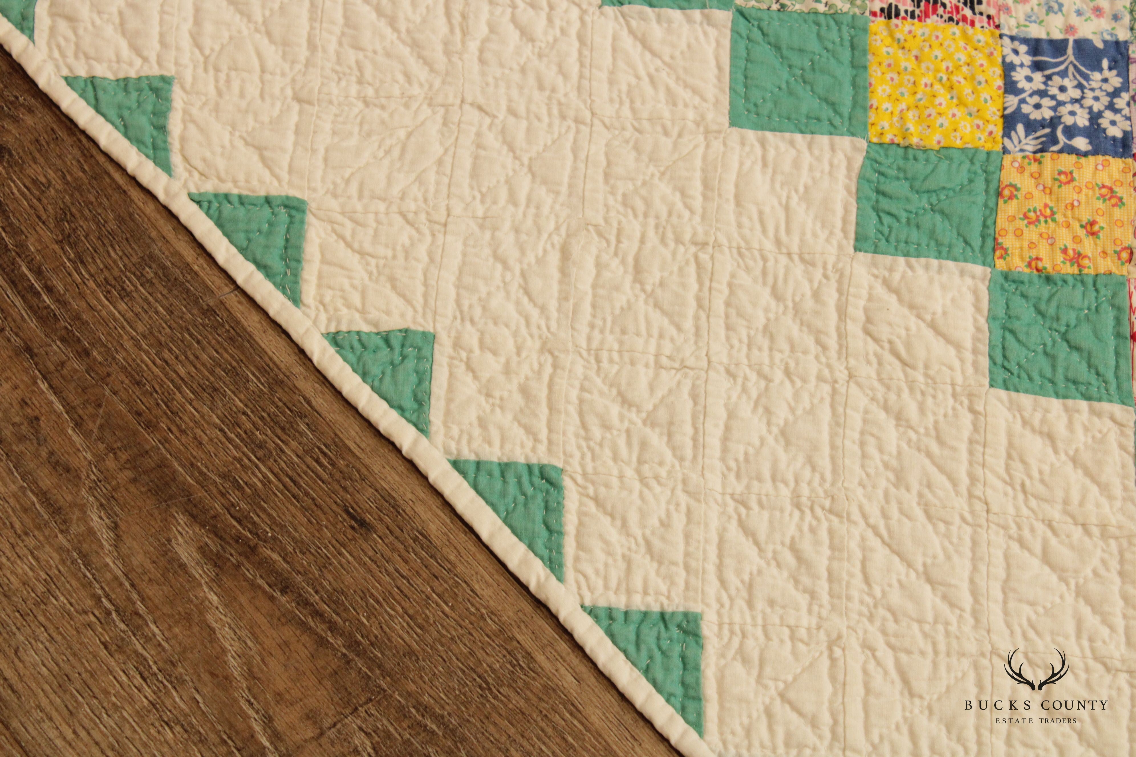 Mennonite or Amish Patchwork 'Sawtooth' Bars Quilt