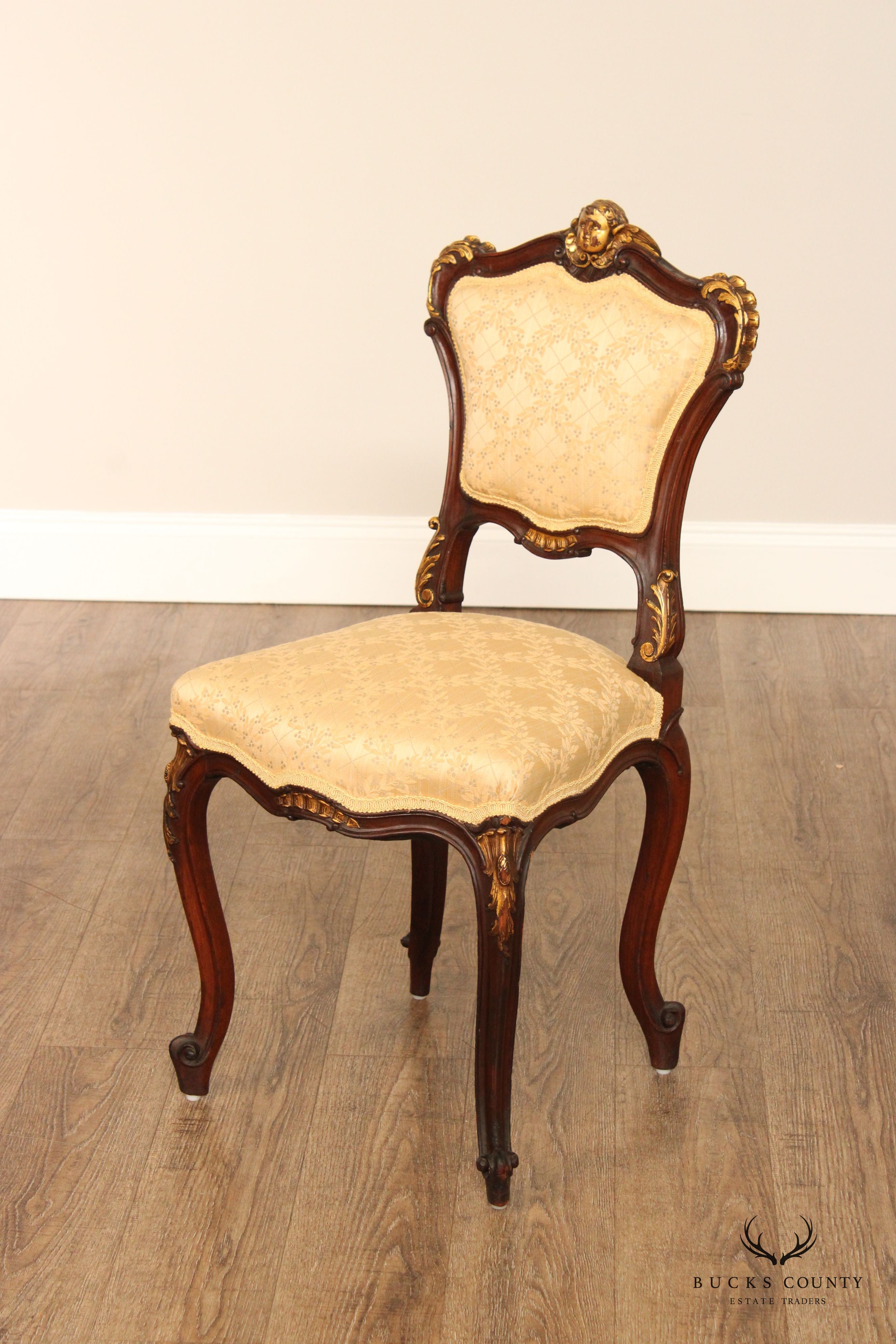 Louis XV Style Parcel Gilt Side Accent Chair