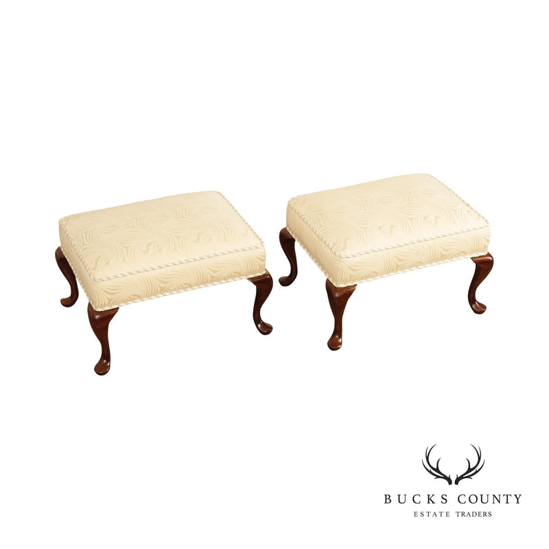 Hickory White Queen Anne Style Pair of Foot Stools or Ottomans