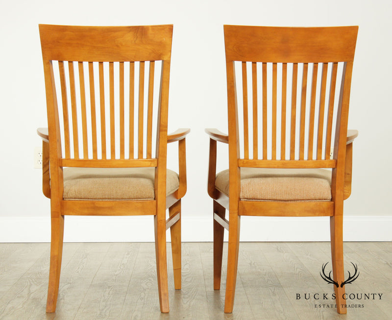 Ethan Allen "New Impressions" Maple Pair Slat Back Armchairs