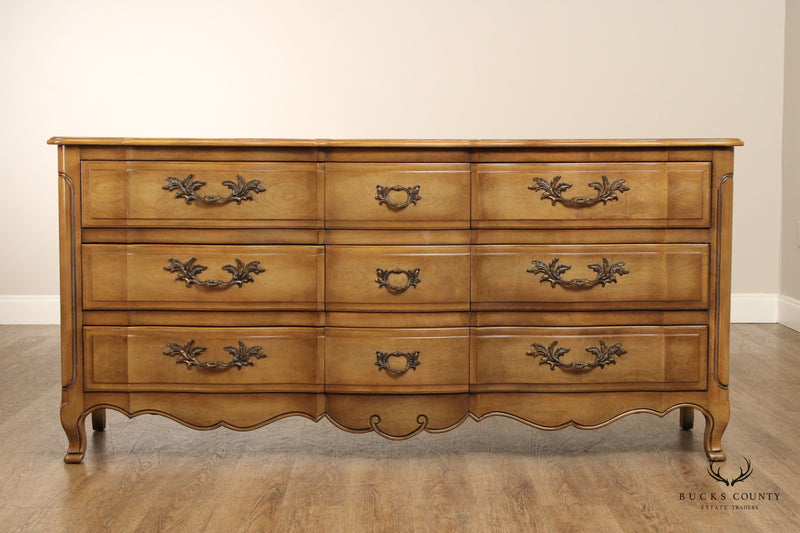 Fancher Vintage French Provincial Style Fruitwood Triple Dresser